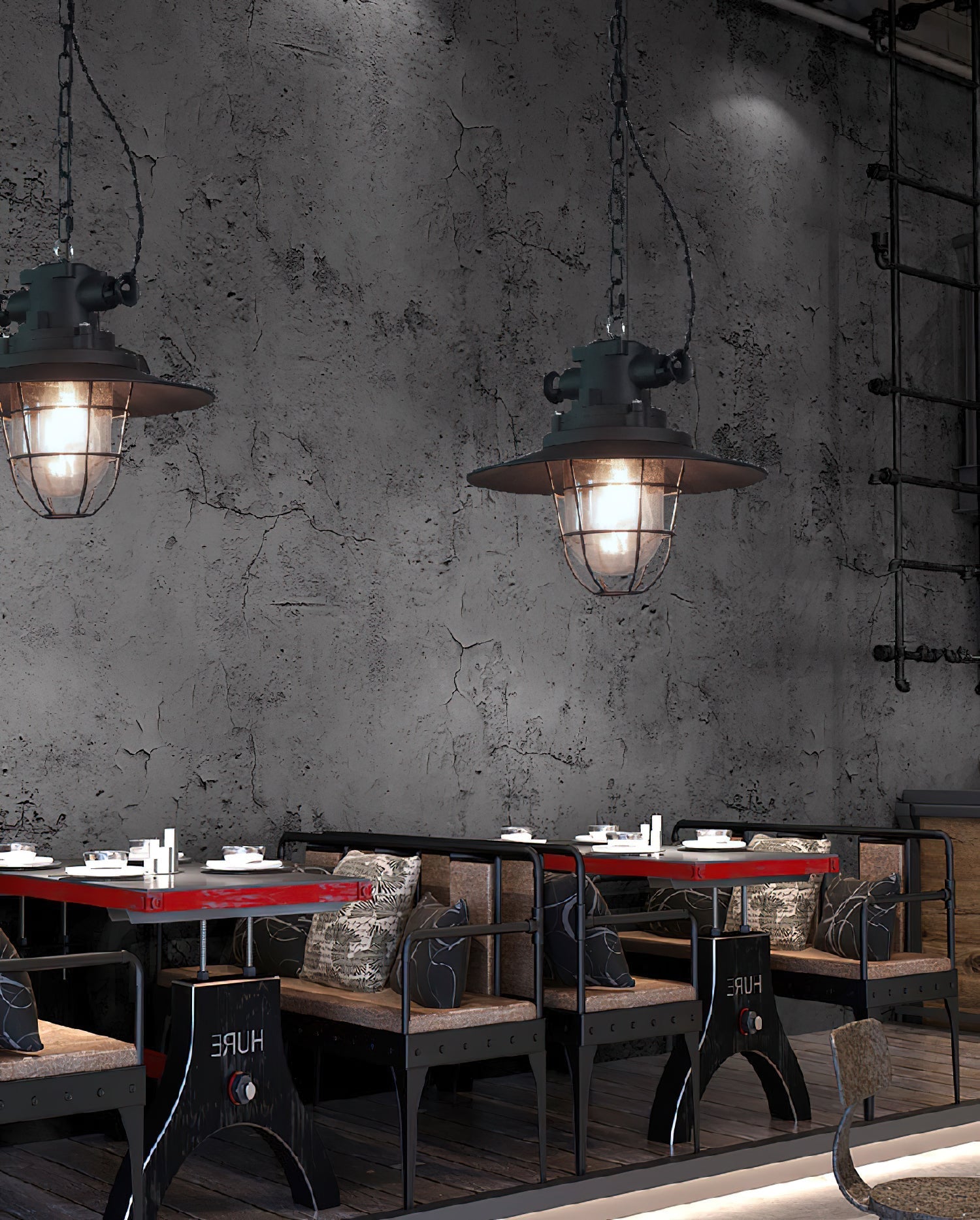 Celest Vintage Industrial Cage Glass Pendant Light - Letslighting