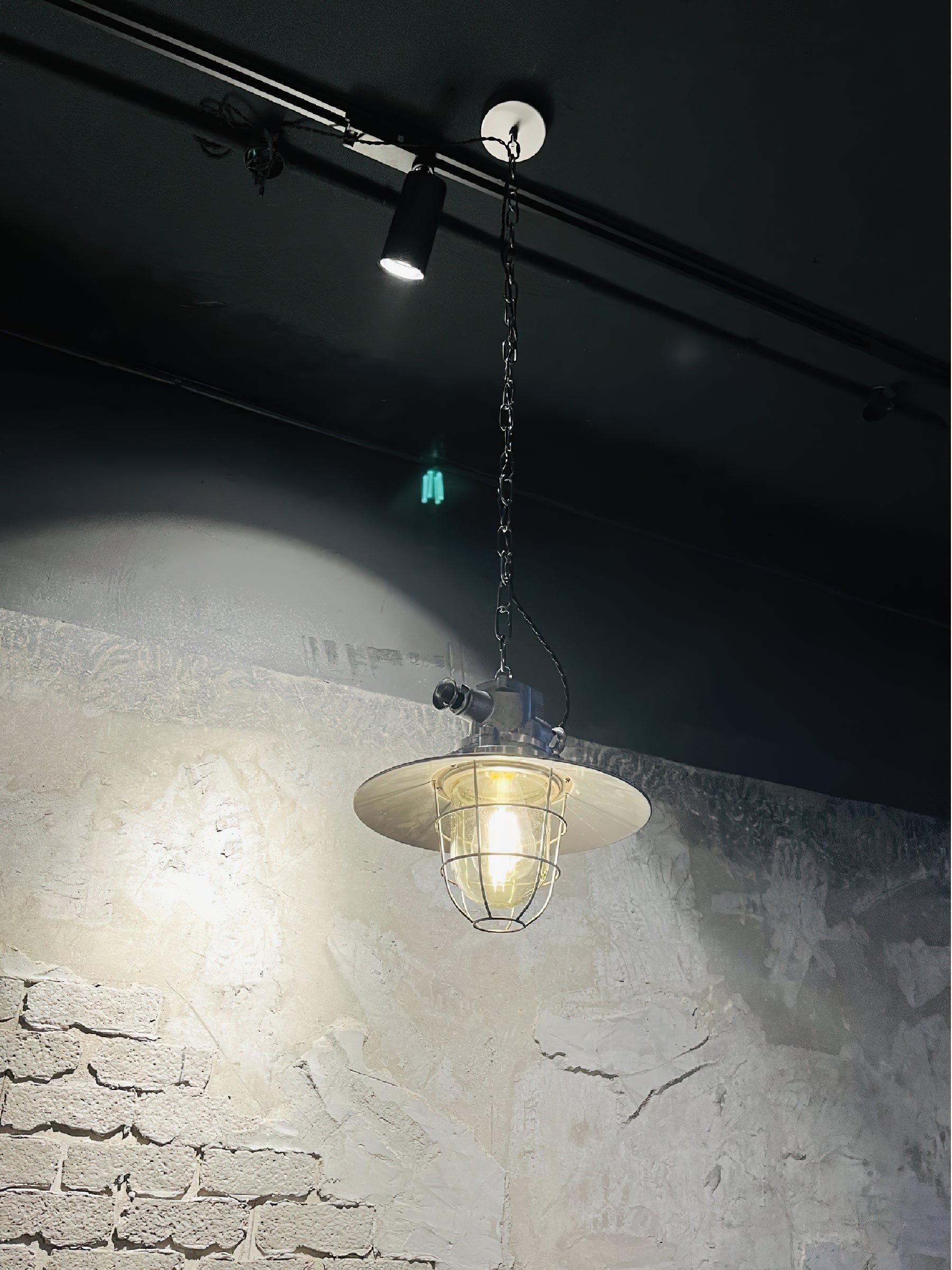 Celest Vintage Industrial Cage Glass Pendant Light - Letslighting
