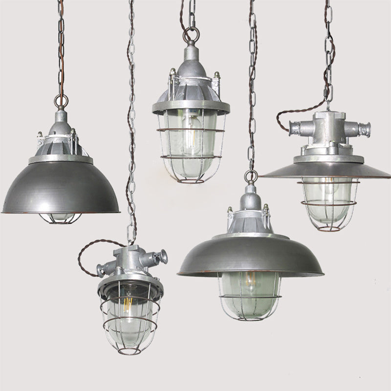 Celest Vintage Industrial Cage Glass Pendant Light - Letslighting