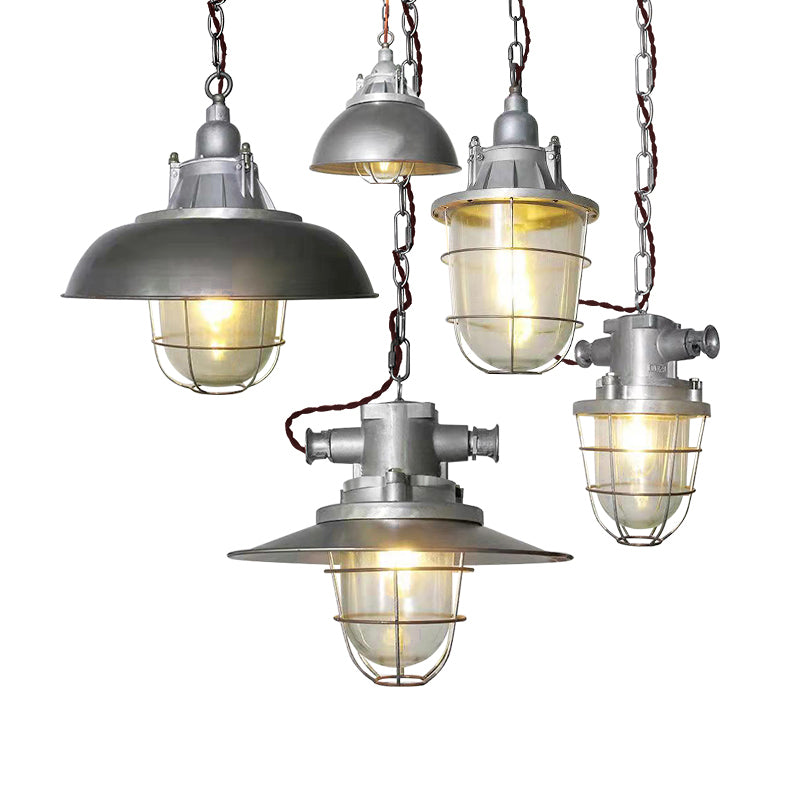 Celest Vintage Industrial Cage Glass Pendant Light - Letslighting