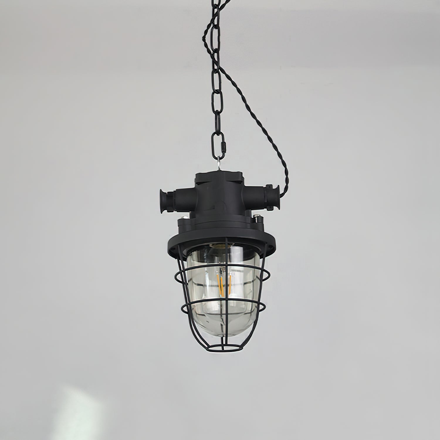 Celest Vintage Industrial Cage Glass Pendant Light - Letslighting