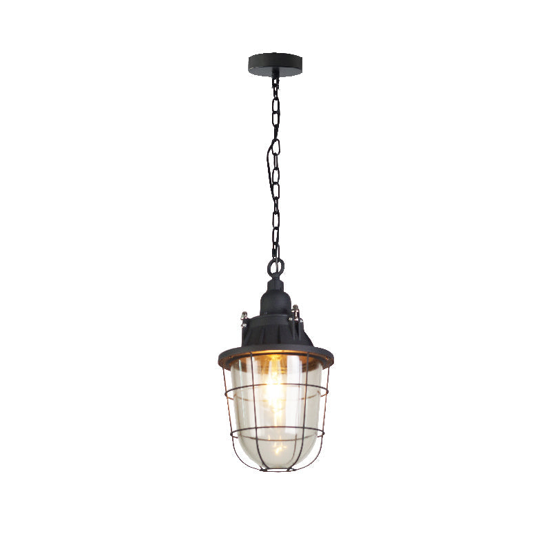 Celest Vintage Industrial Cage Glass Pendant Light - Letslighting