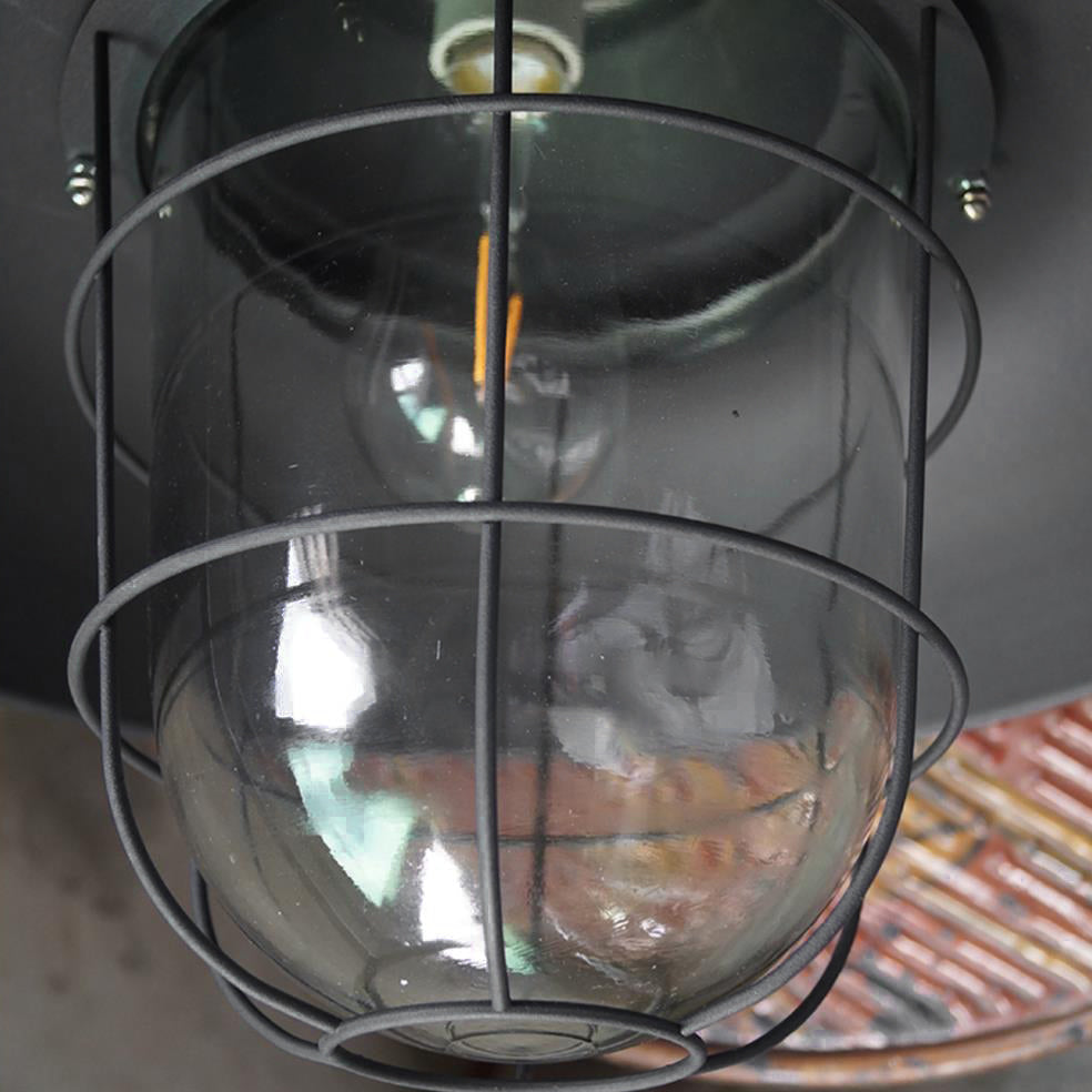 Celest Vintage Industrial Cage Glass Pendant Light - Letslighting