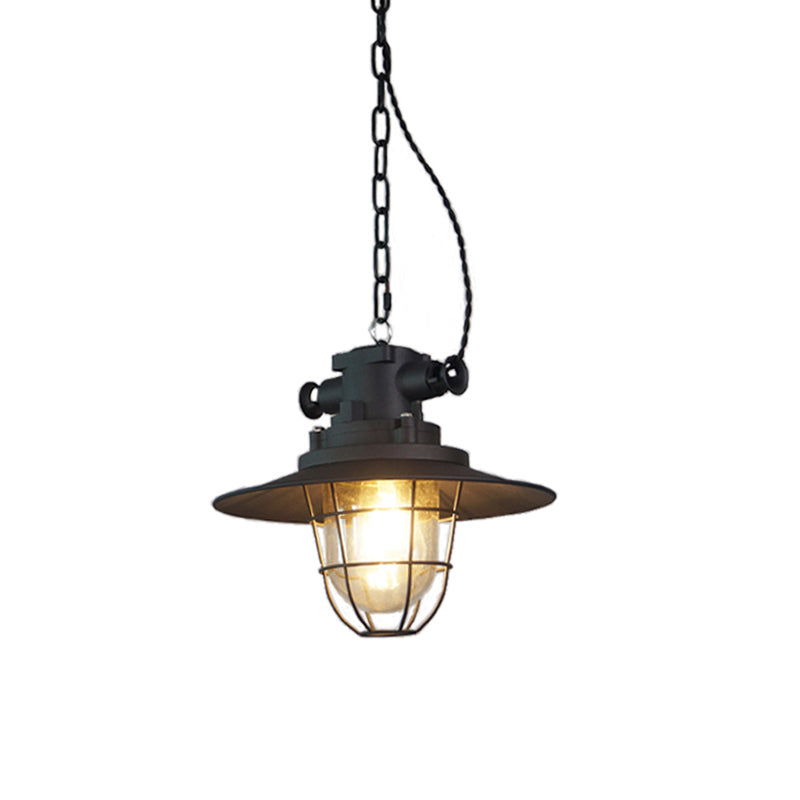 Celest Vintage Industrial Cage Glass Pendant Light - Letslighting