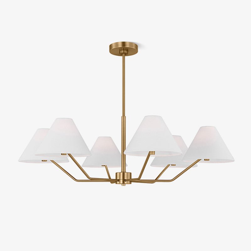 Lustra Chandelier Brass Fabric Cone Shades Modern - Letslighting