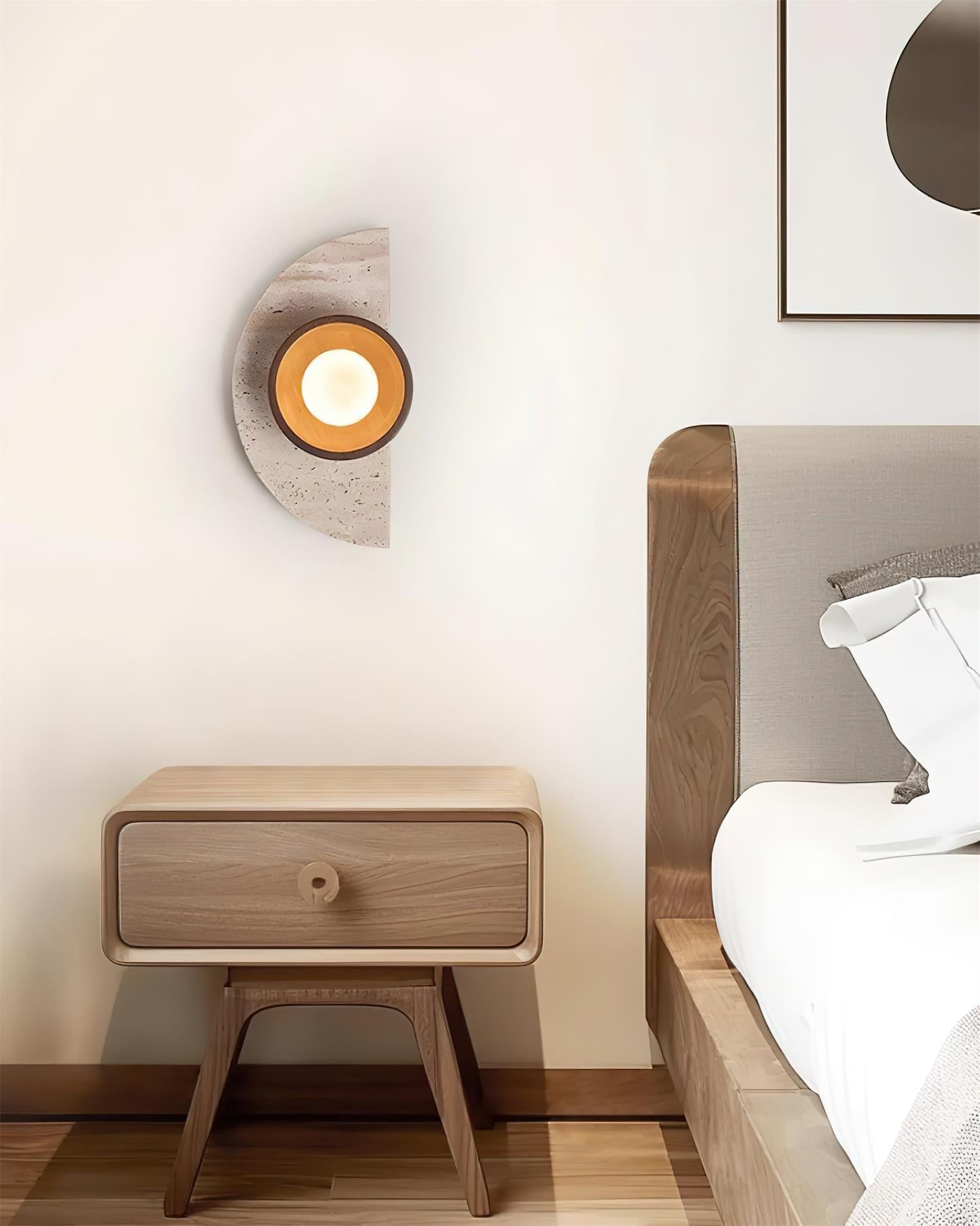 Solaro Wall Lamp Travertine Half-moon Design - Letslighting