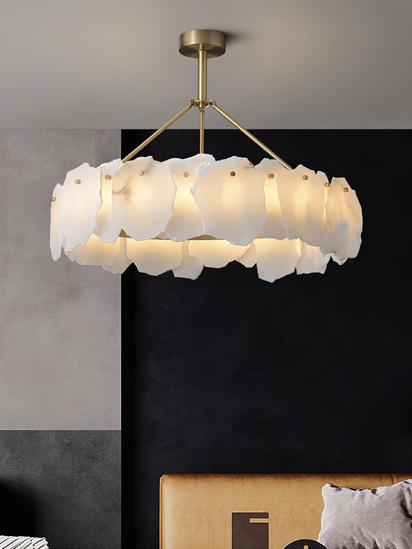 Cryon Postmodern Luxury Brass Alabaster Chandelier - Letslighting