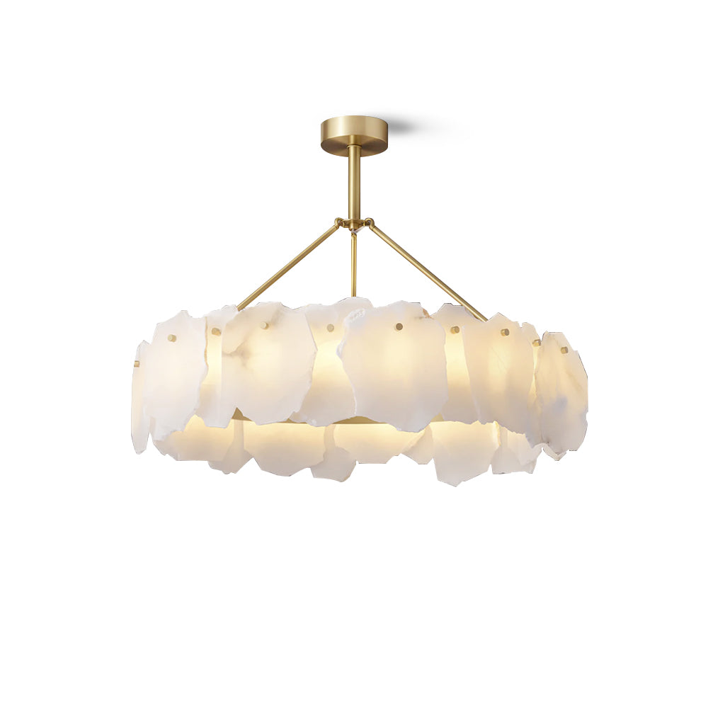 Burton Chandelier Alabaster Layered Halo - Letslighting