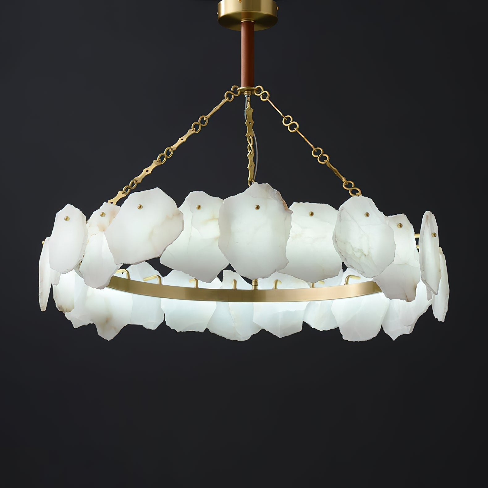 Alora Postmodern Luxury Round Brass Marble Chandelier - Letslighting