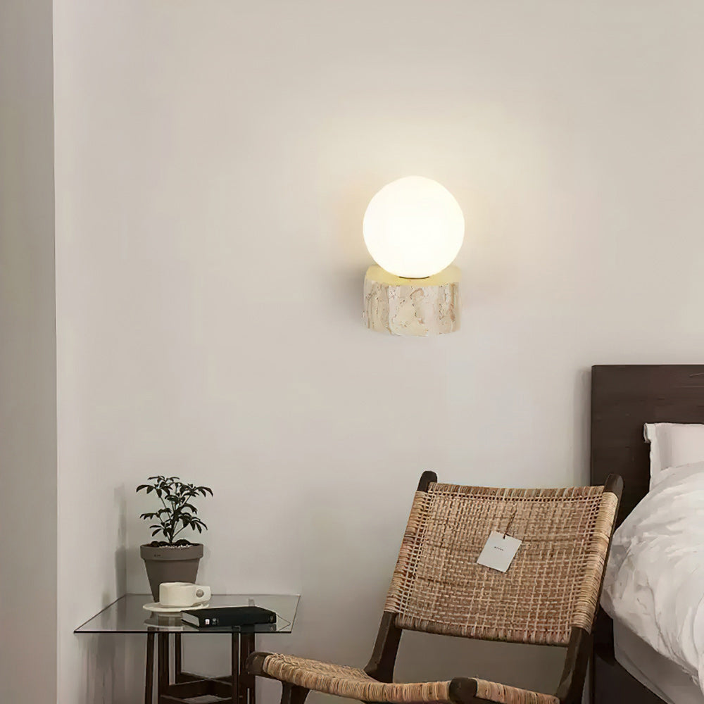 Symph Modern Minimalist Travertine Glass Wall Lamp - Letslighting