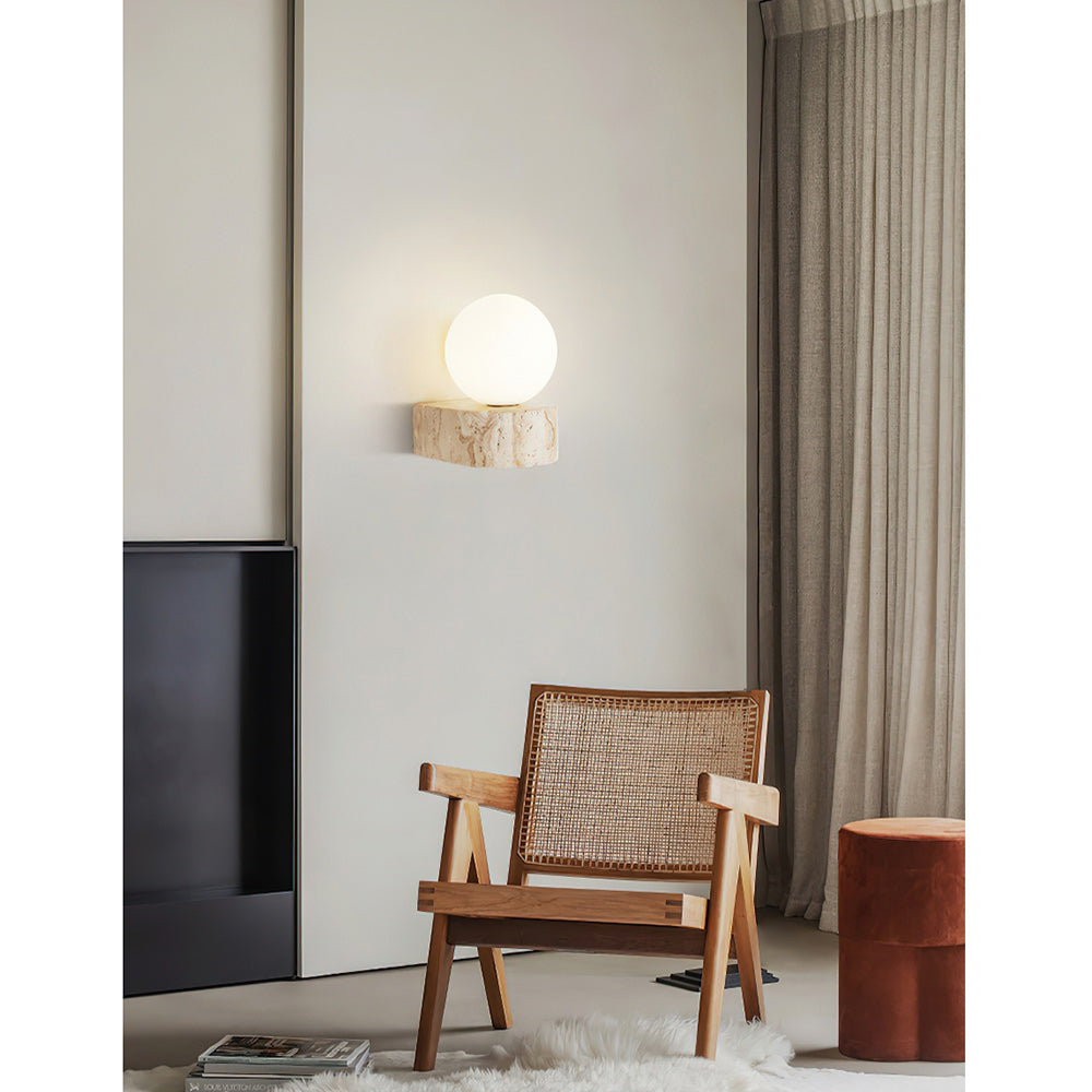Symph Modern Minimalist Travertine Glass Wall Lamp - Letslighting