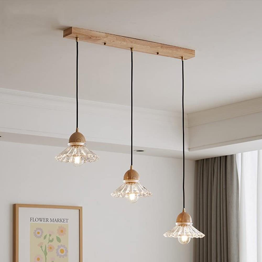 Valentina Retro Wood Pendant Light Glass Bedroom/Living Room/Dining Room - Letslighting