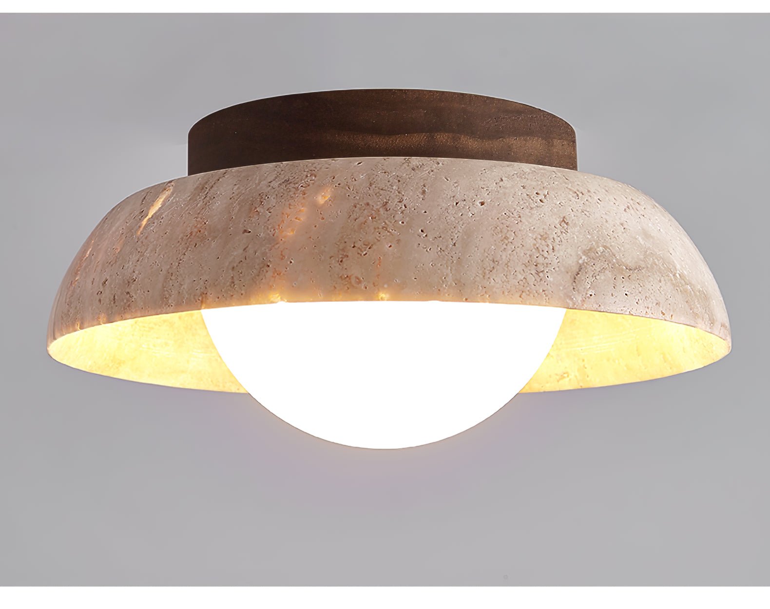 Ashaionis Disc-Dome Travertine Ceiling Light - Letslighting