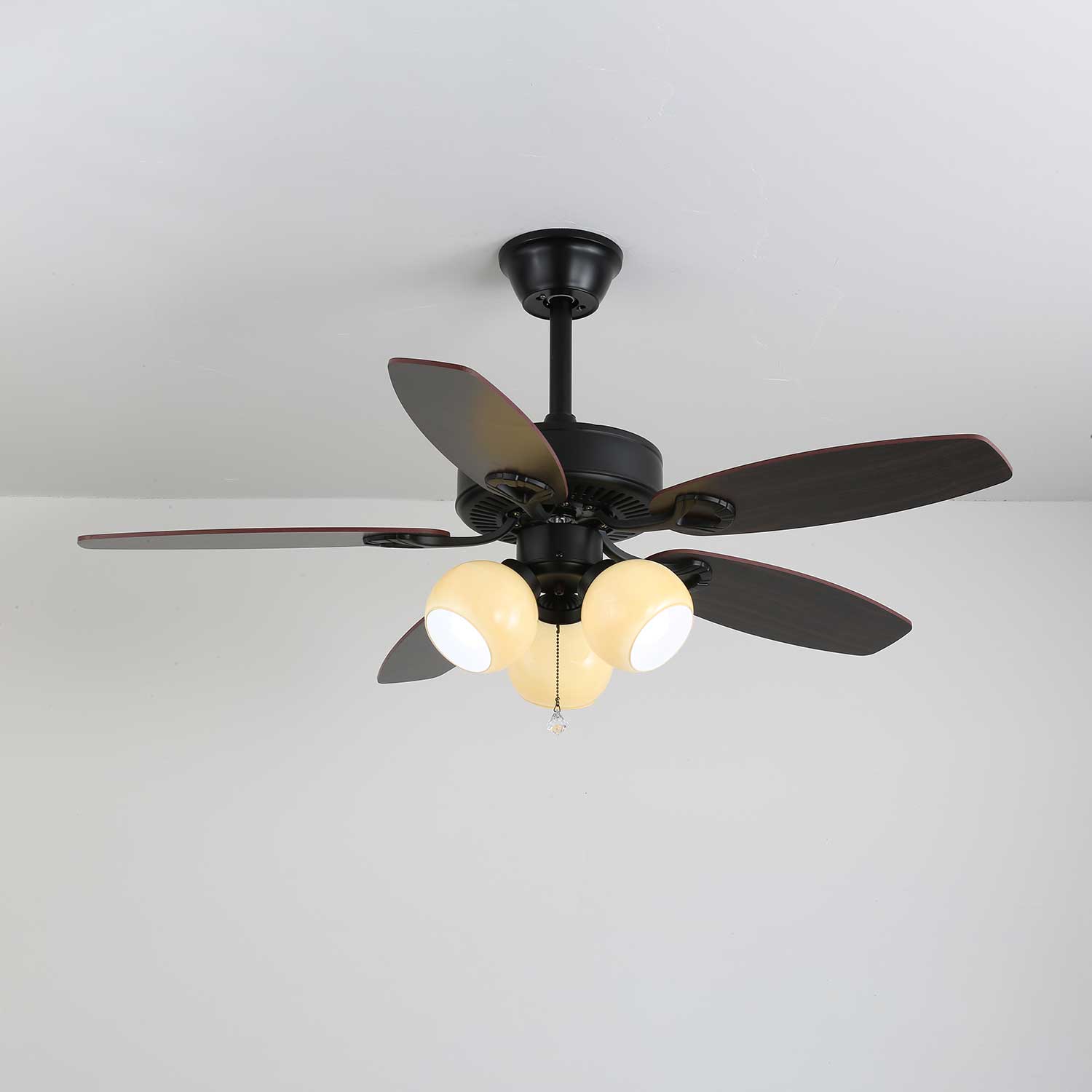 Calviera Vintage Wood Glass Ceiling Fan Light - Letslighting