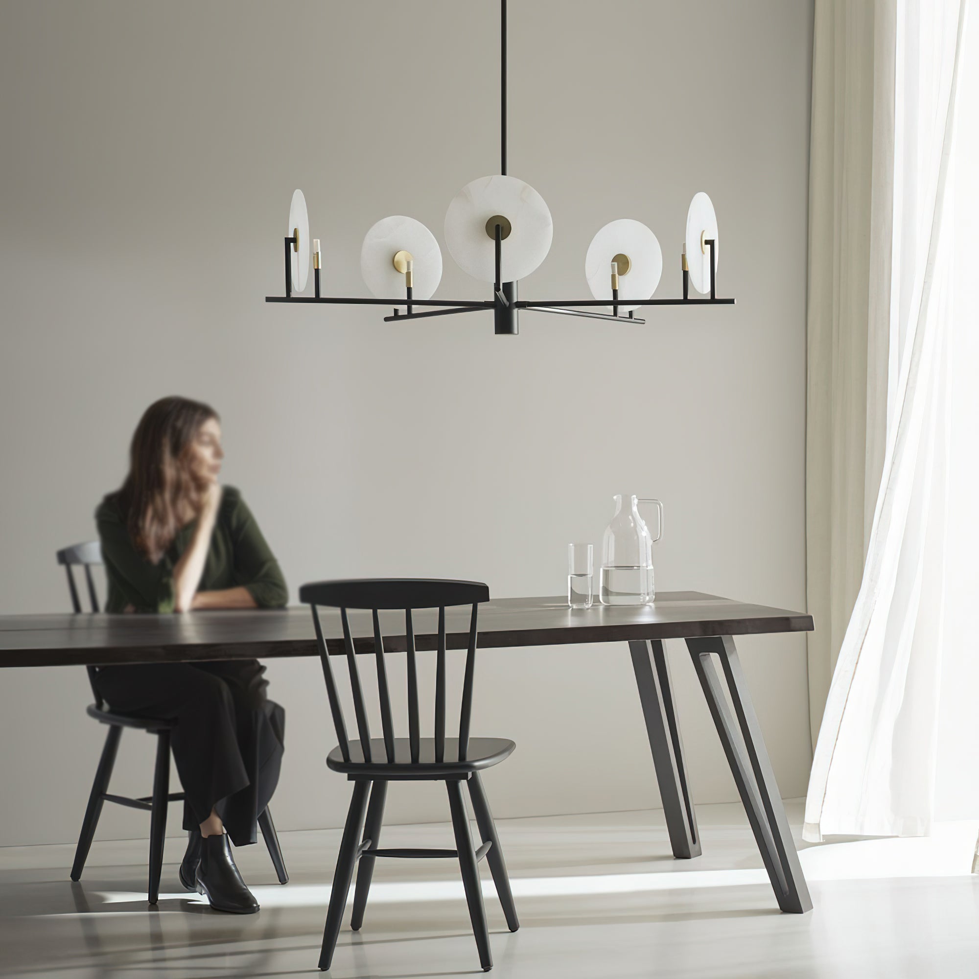 Callisto Chandelier Alabaster Moon Discs - Letslighting