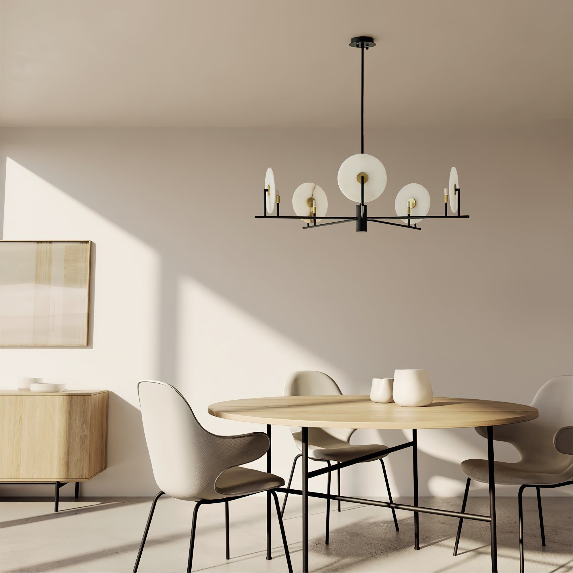 Callisto Chandelier Alabaster Moon Discs - Letslighting