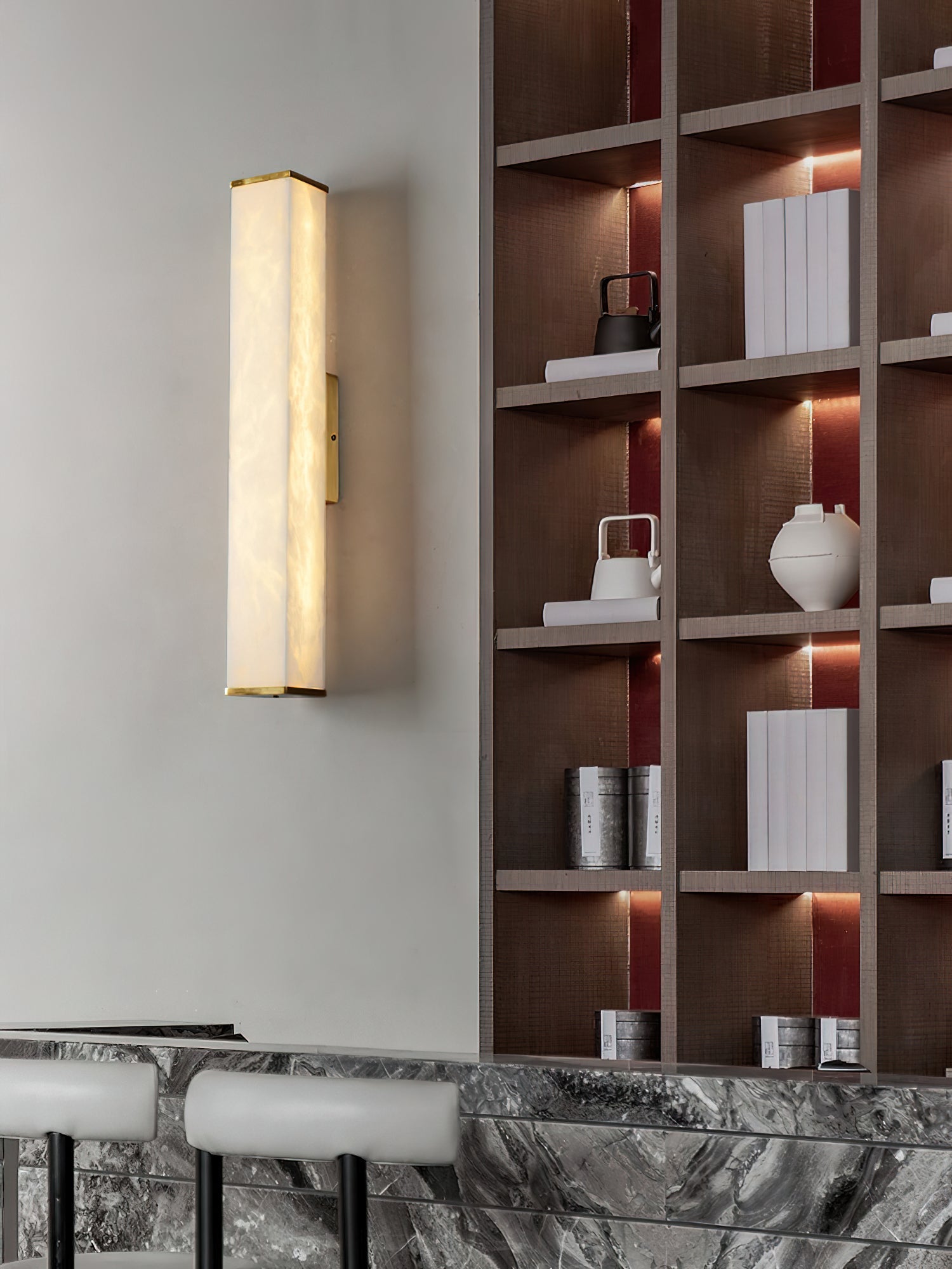 Arcus Elegance Brass Alabaster Sconce Wall Lamp - Letslighting