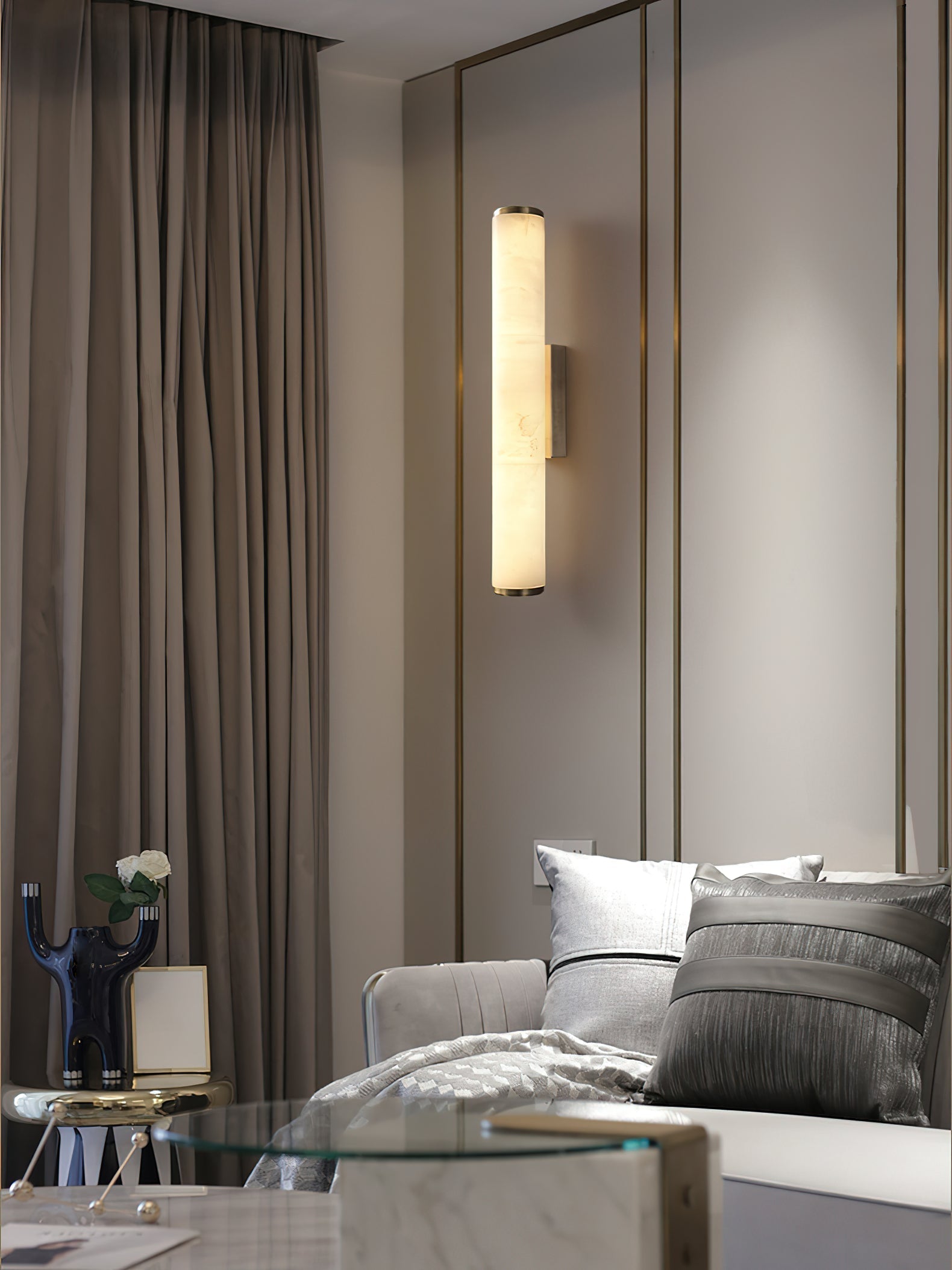 Arcus Elegance Brass Alabaster Sconce Wall Lamp - Letslighting