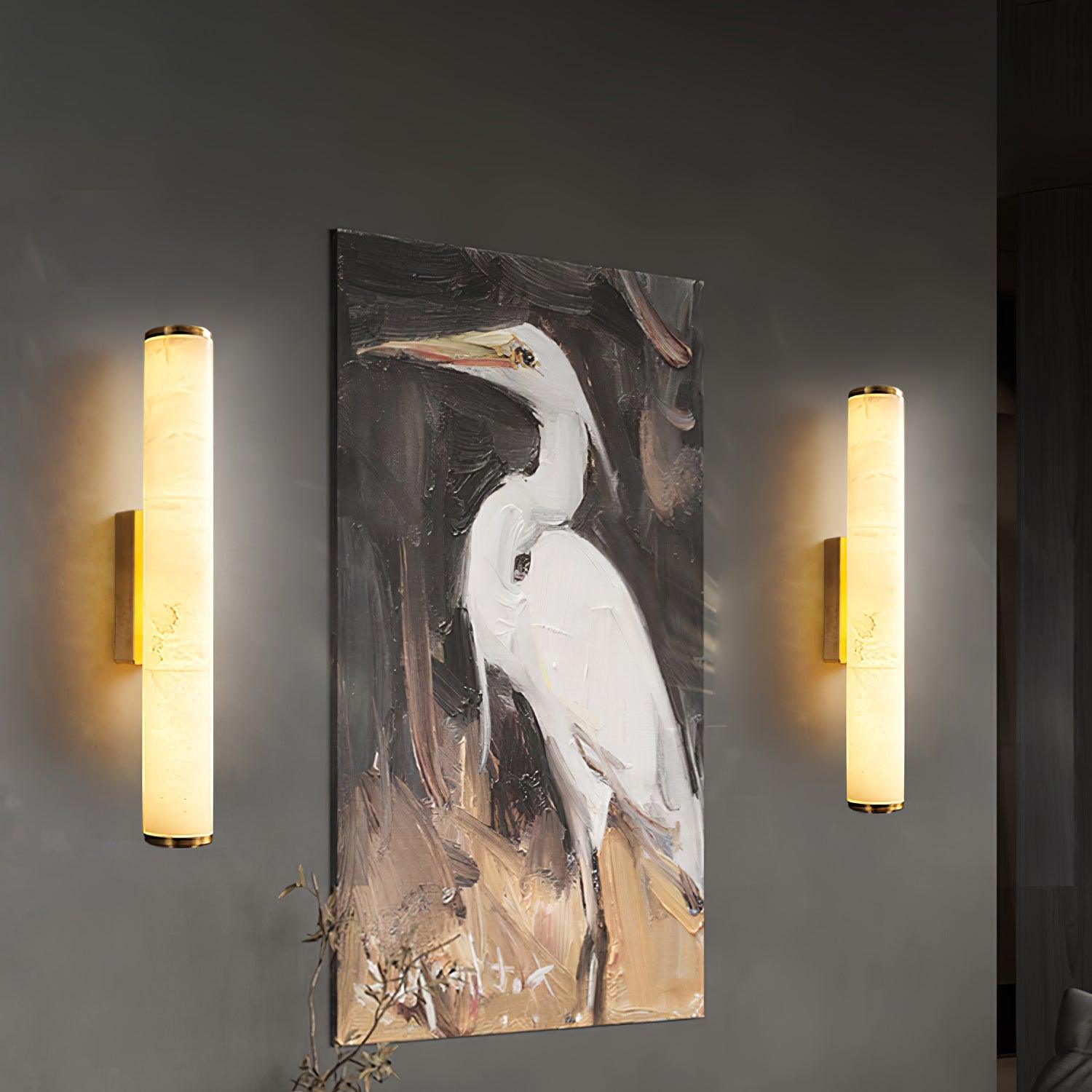 Kristy Alabaster  Vertical Cylindrical Wall Lamp