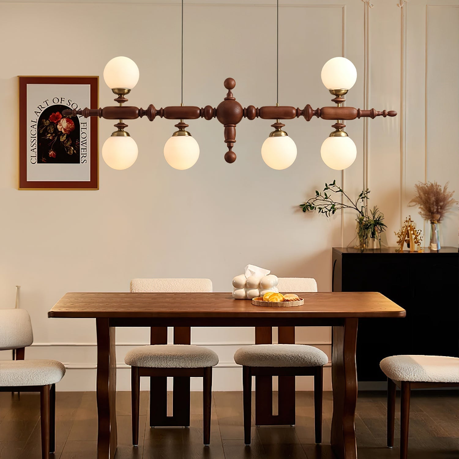 Isilira Classic Wood Glass Linear Pendant Light - Letslighting