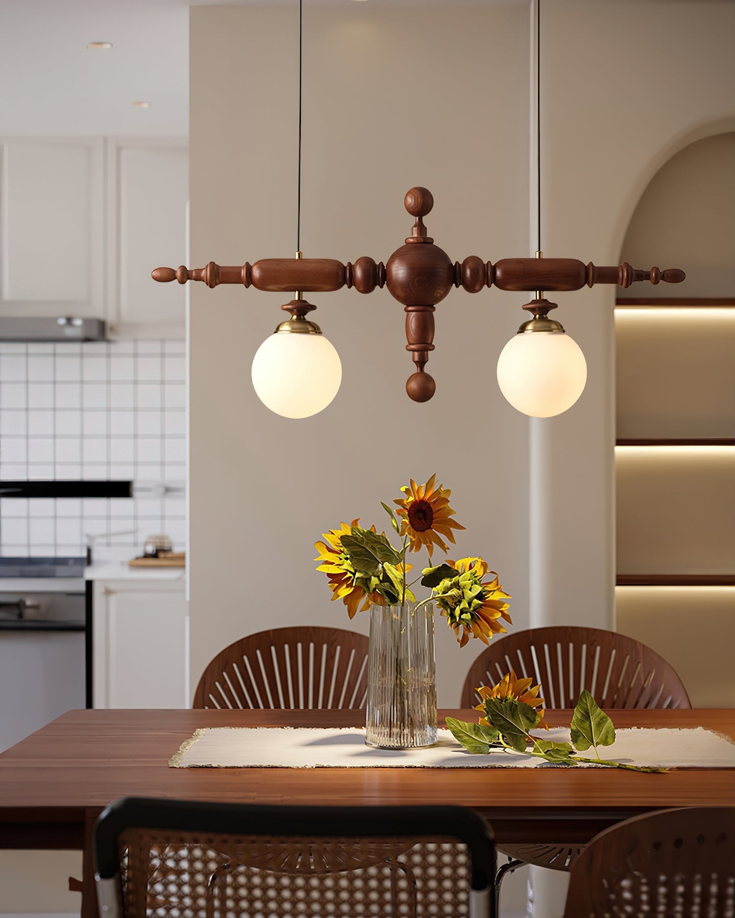 Isilira Classic Wood Glass Linear Pendant Light - Letslighting