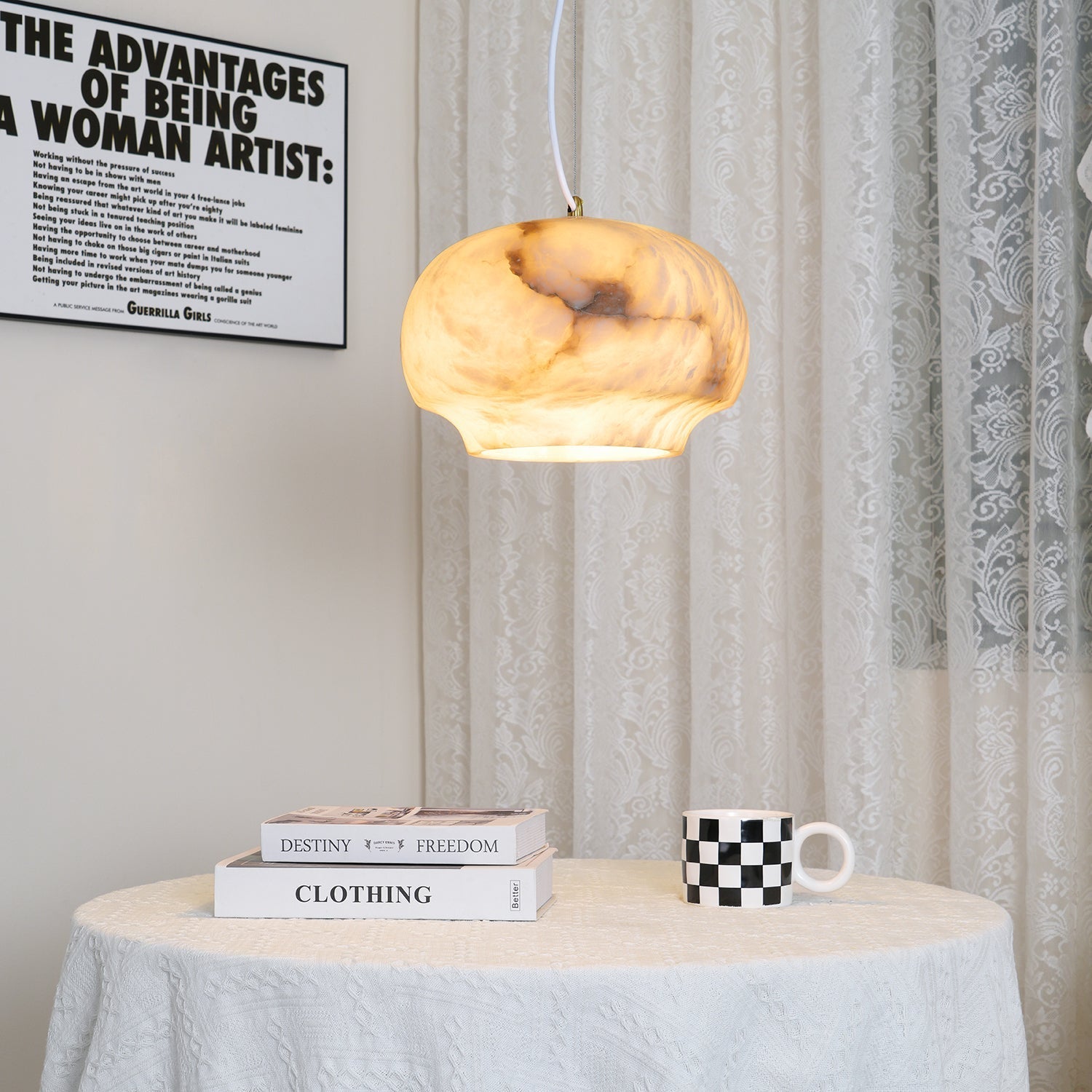 Thalia Minimalist Alabaster Pendant Light - Letslighting