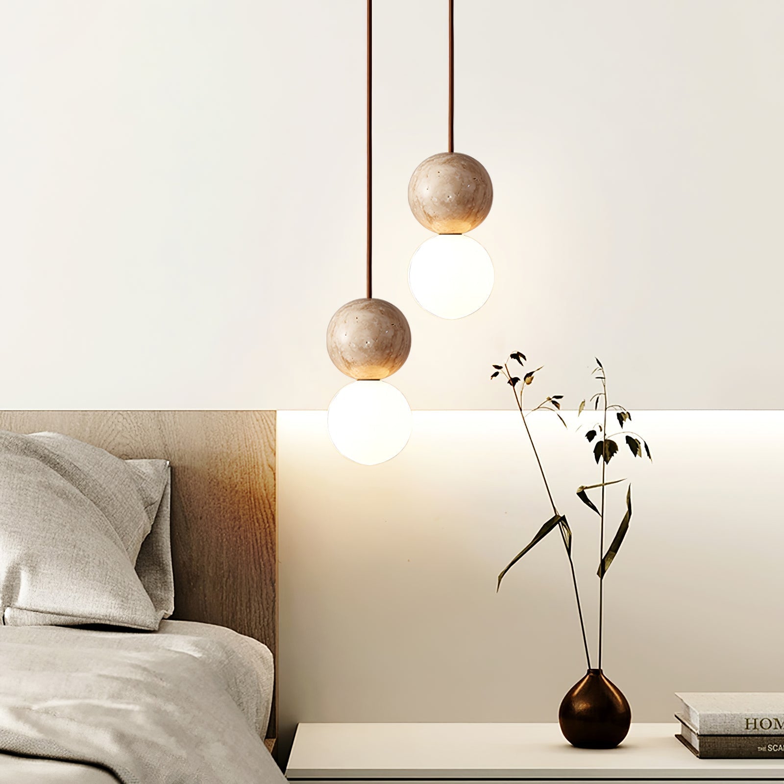 Luna  Travertine Pendant Light