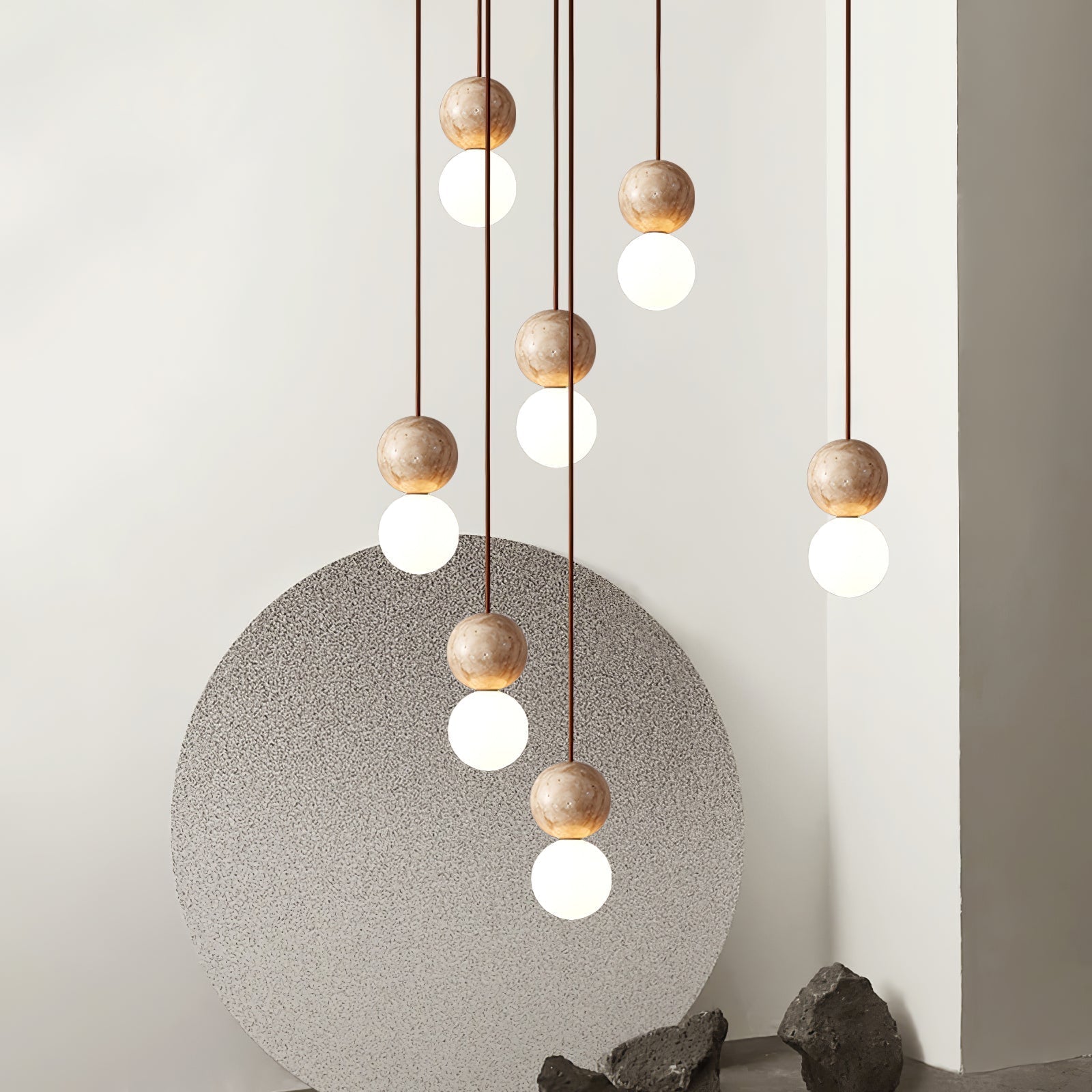 Luna  Travertine Pendant Light