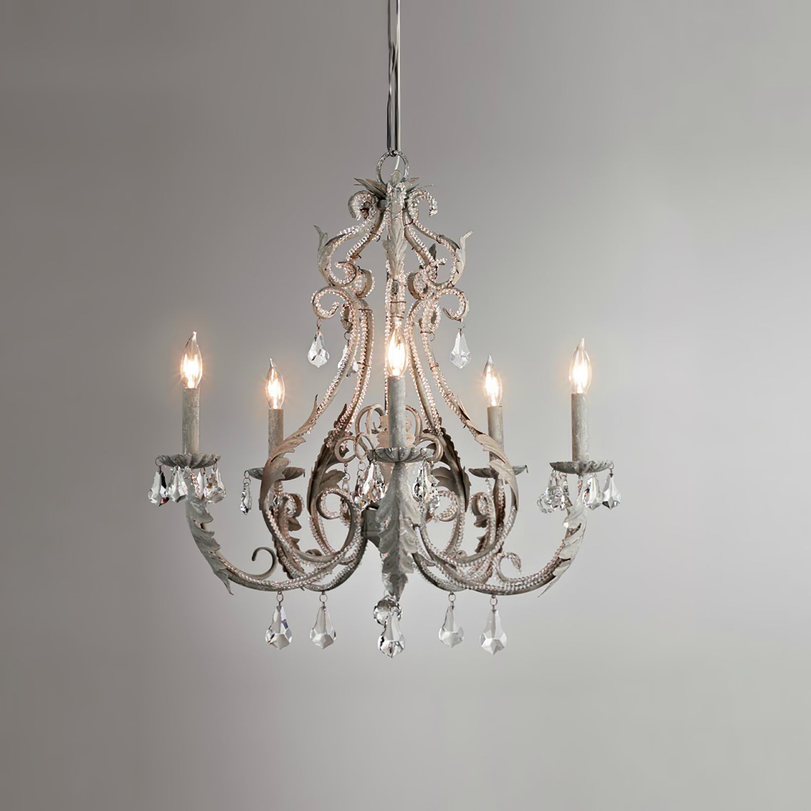 Lustra Pendant Lamp Candle Holder Crystal Beads - Letslighting