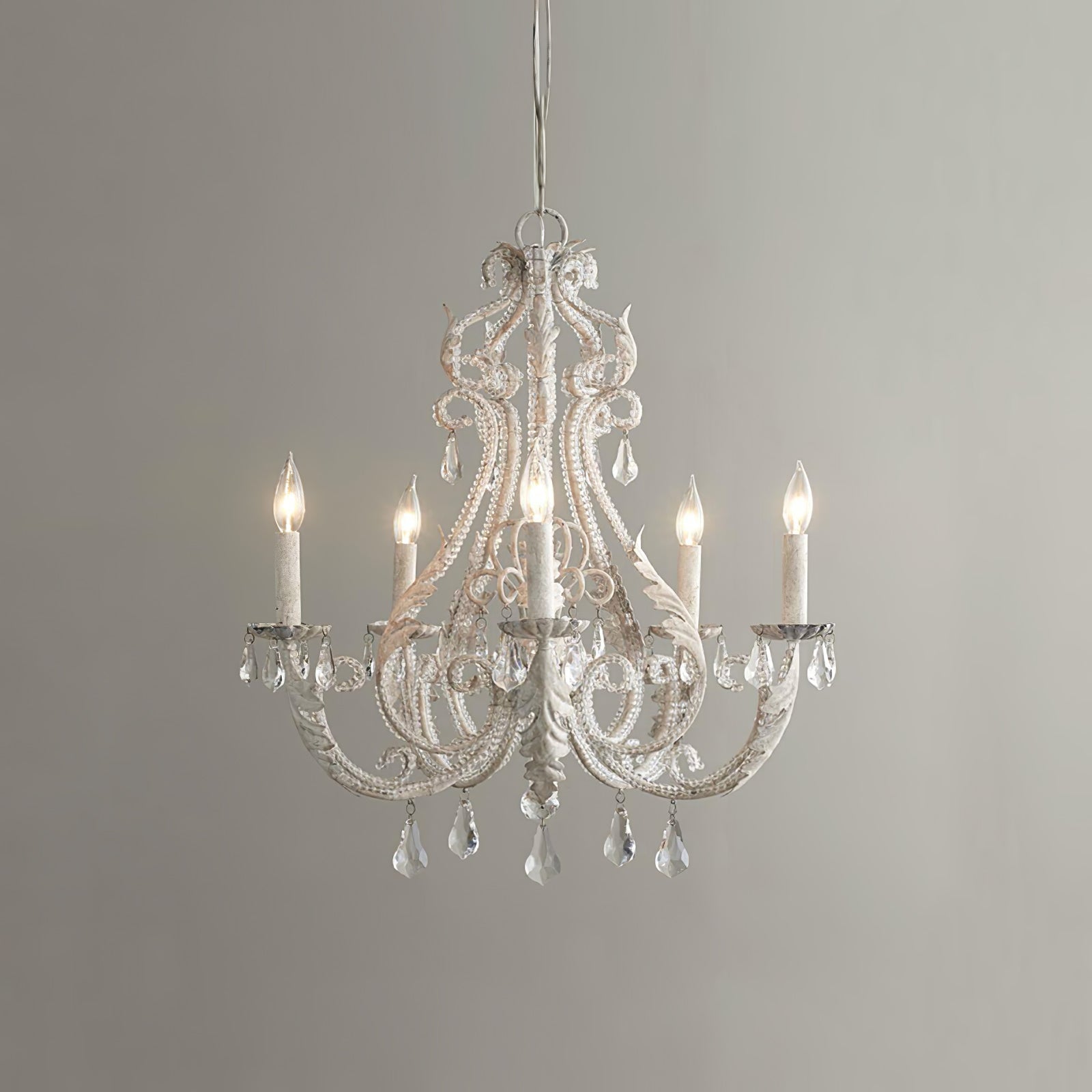 Lustra Pendant Lamp Candle Holder Crystal Beads - Letslighting