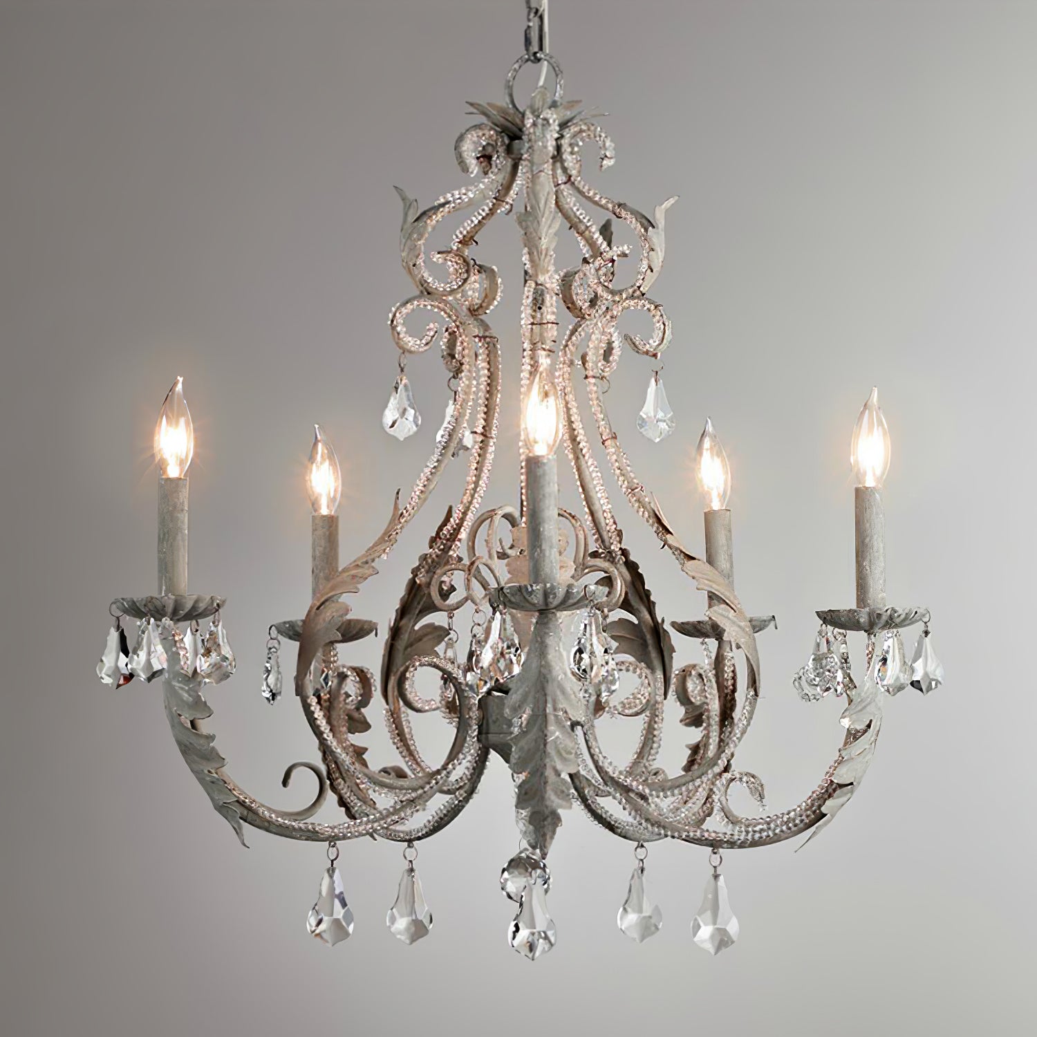 Lustra Pendant Lamp Candle Holder Crystal Beads - Letslighting