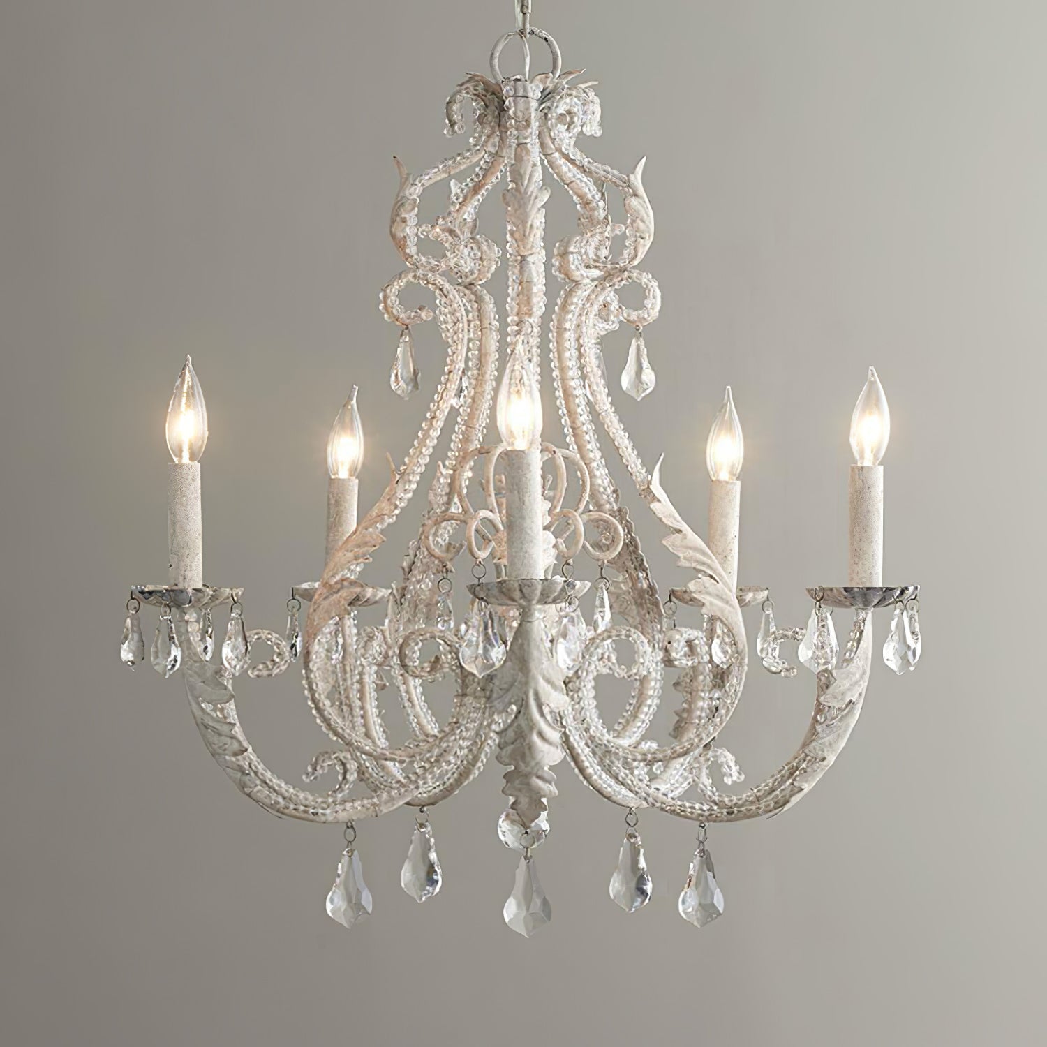 Lustra Pendant Lamp Candle Holder Crystal Beads - Letslighting