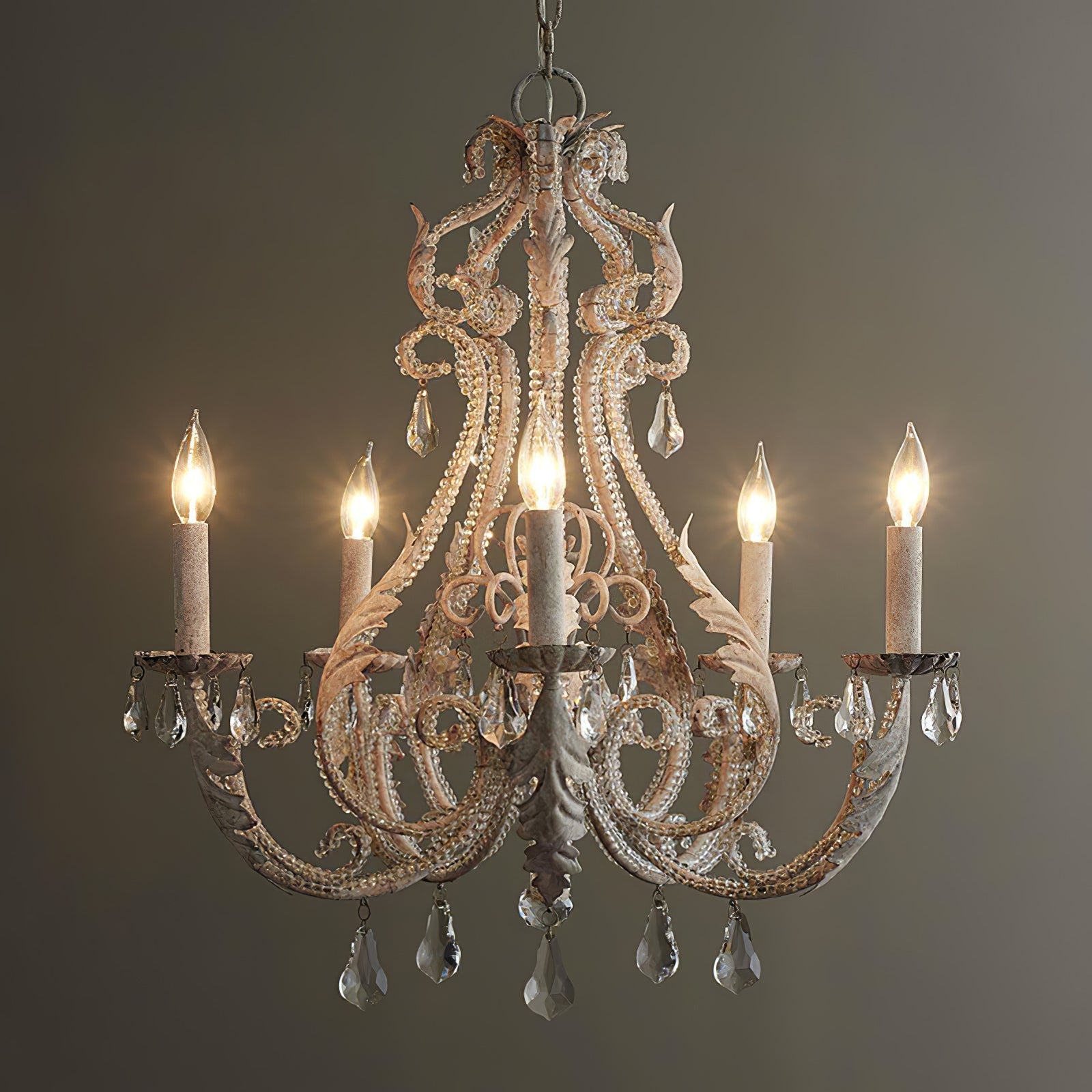 Lustra Pendant Lamp Candle Holder Crystal Beads - Letslighting
