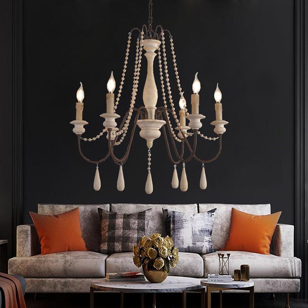 Lustra Chandelier Candle Scroll Arm Rustic - Letslighting