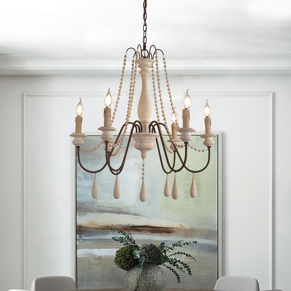 Lustra Chandelier Candle Scroll Arm Rustic - Letslighting