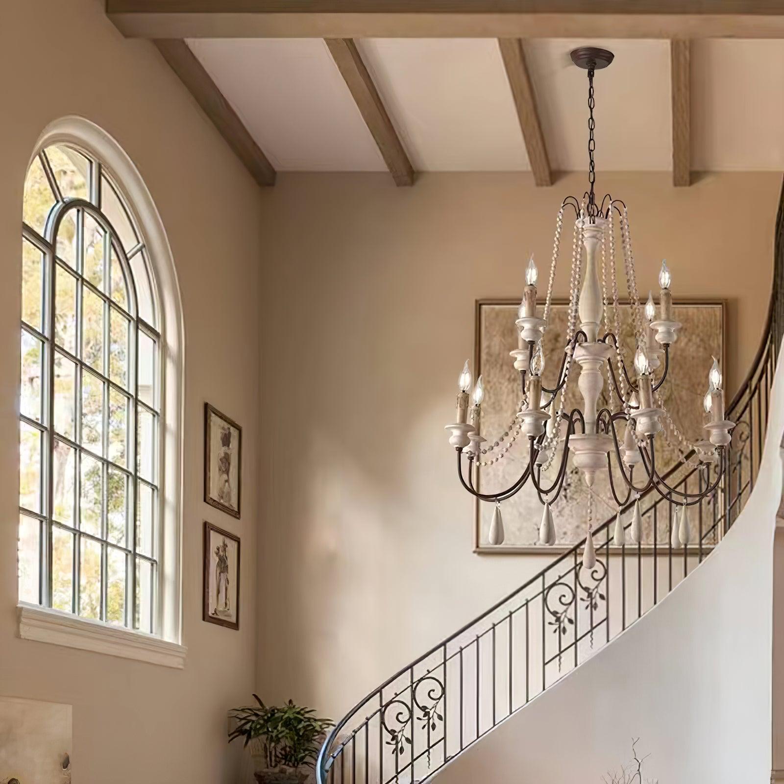 Lustra Chandelier Candle Scroll Arm Rustic - Letslighting