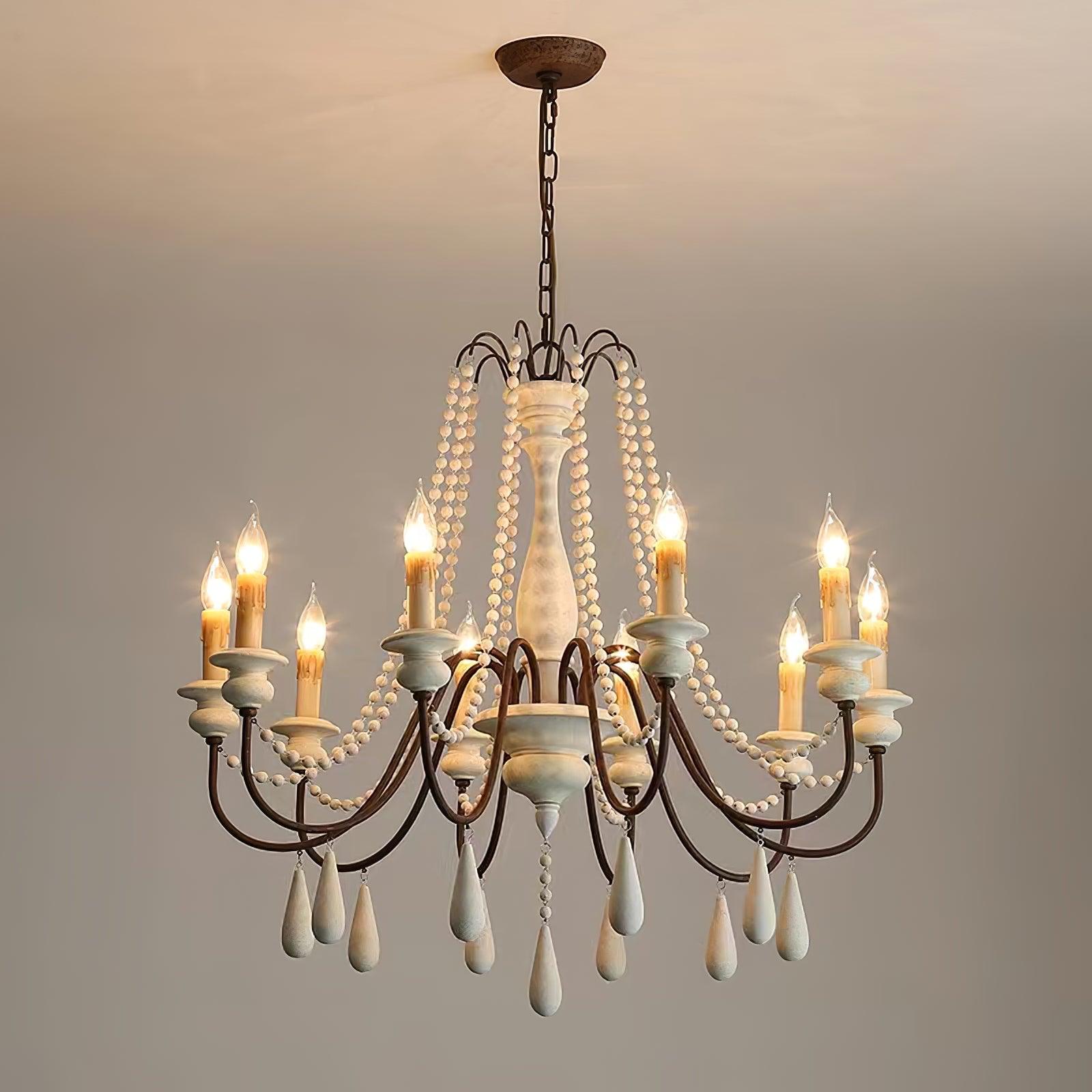 Lustra Chandelier Candle Scroll Arm Rustic - Letslighting