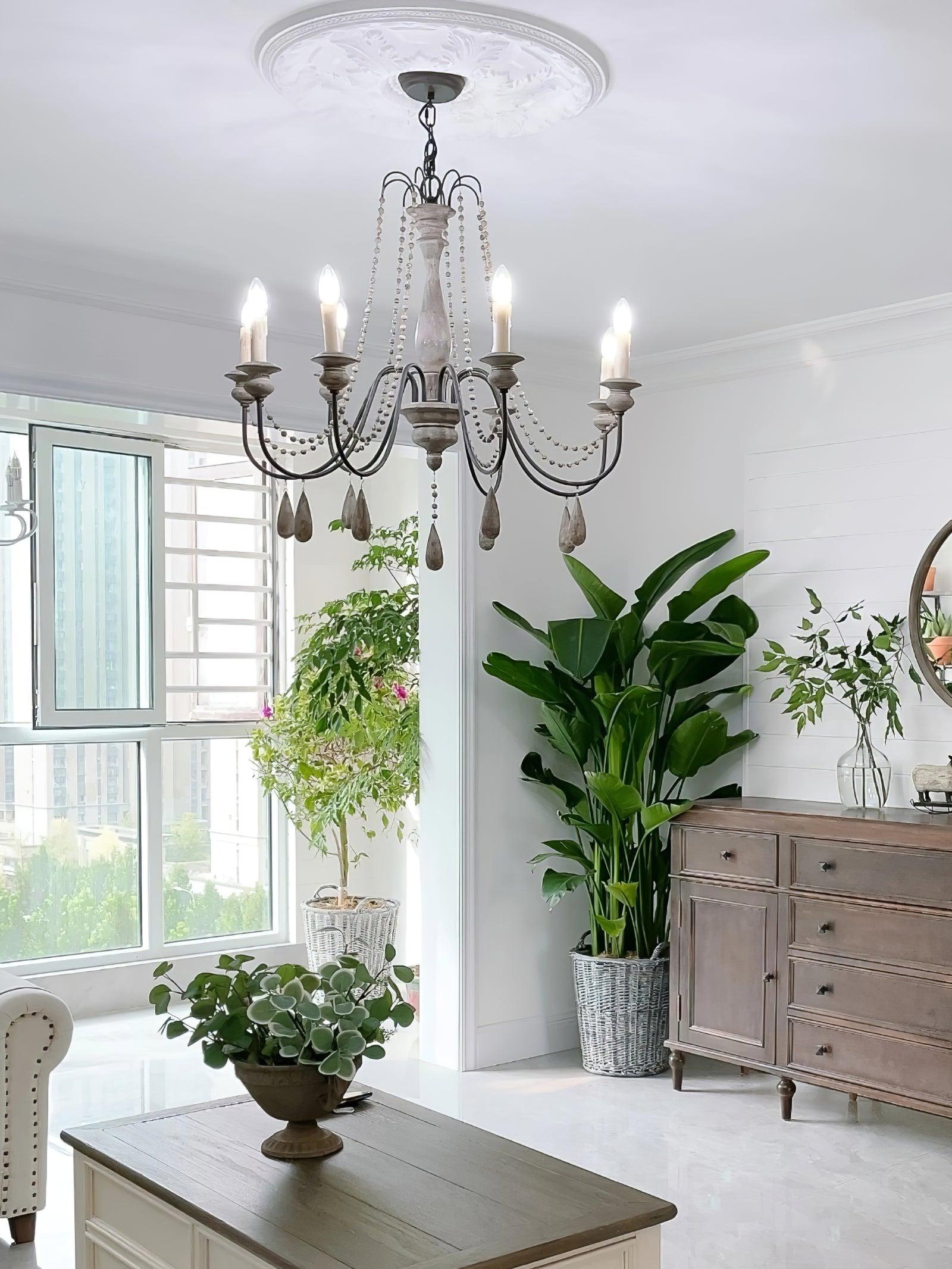 Lustra Chandelier Candle Scroll Arm Rustic - Letslighting