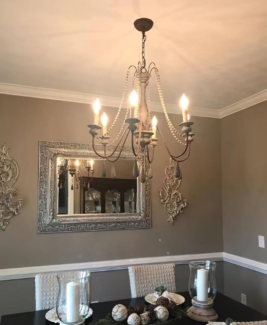 Lustra Chandelier Candle Scroll Arm Rustic - Letslighting