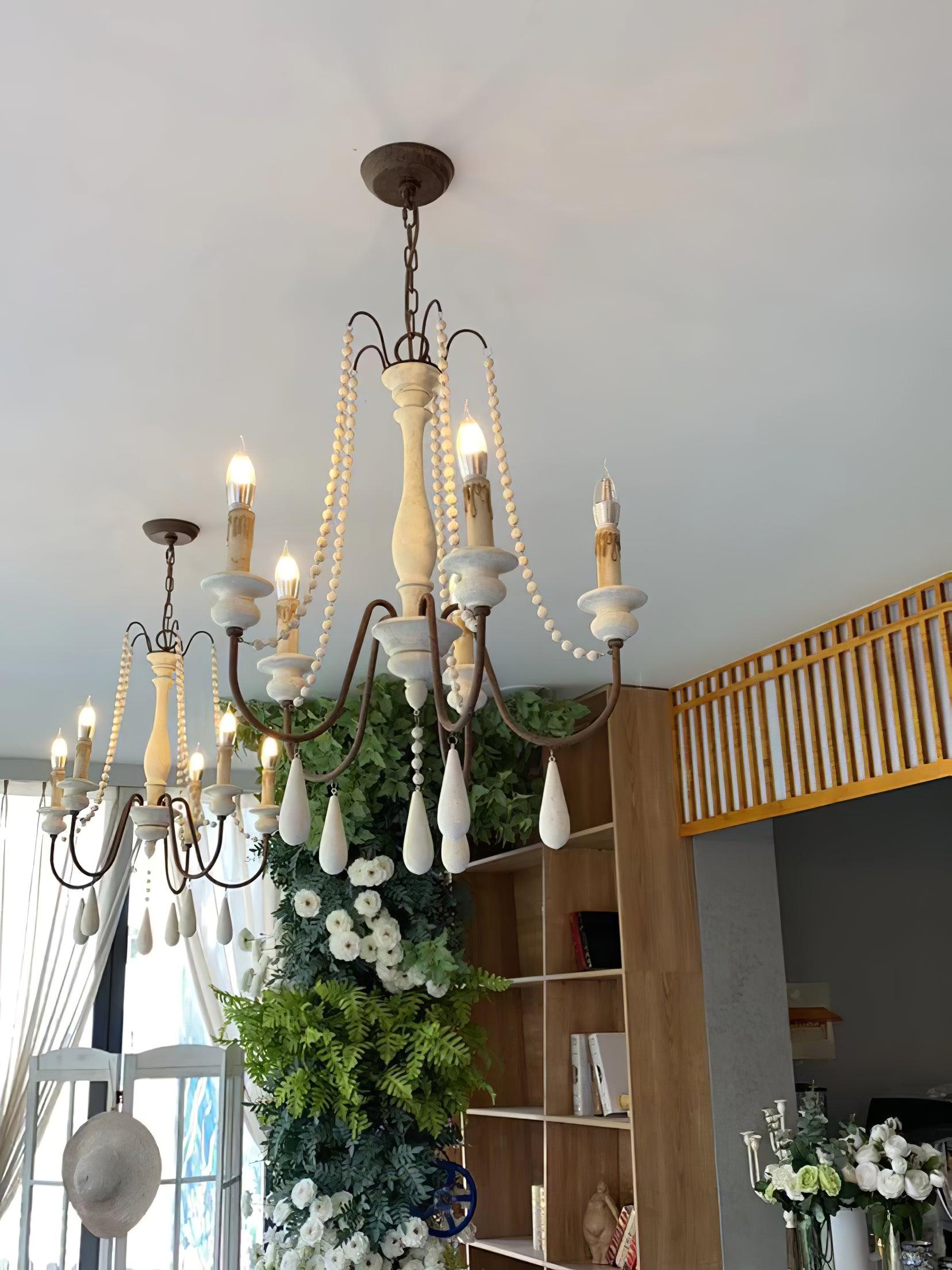 Lustra Chandelier Candle Scroll Arm Rustic - Letslighting