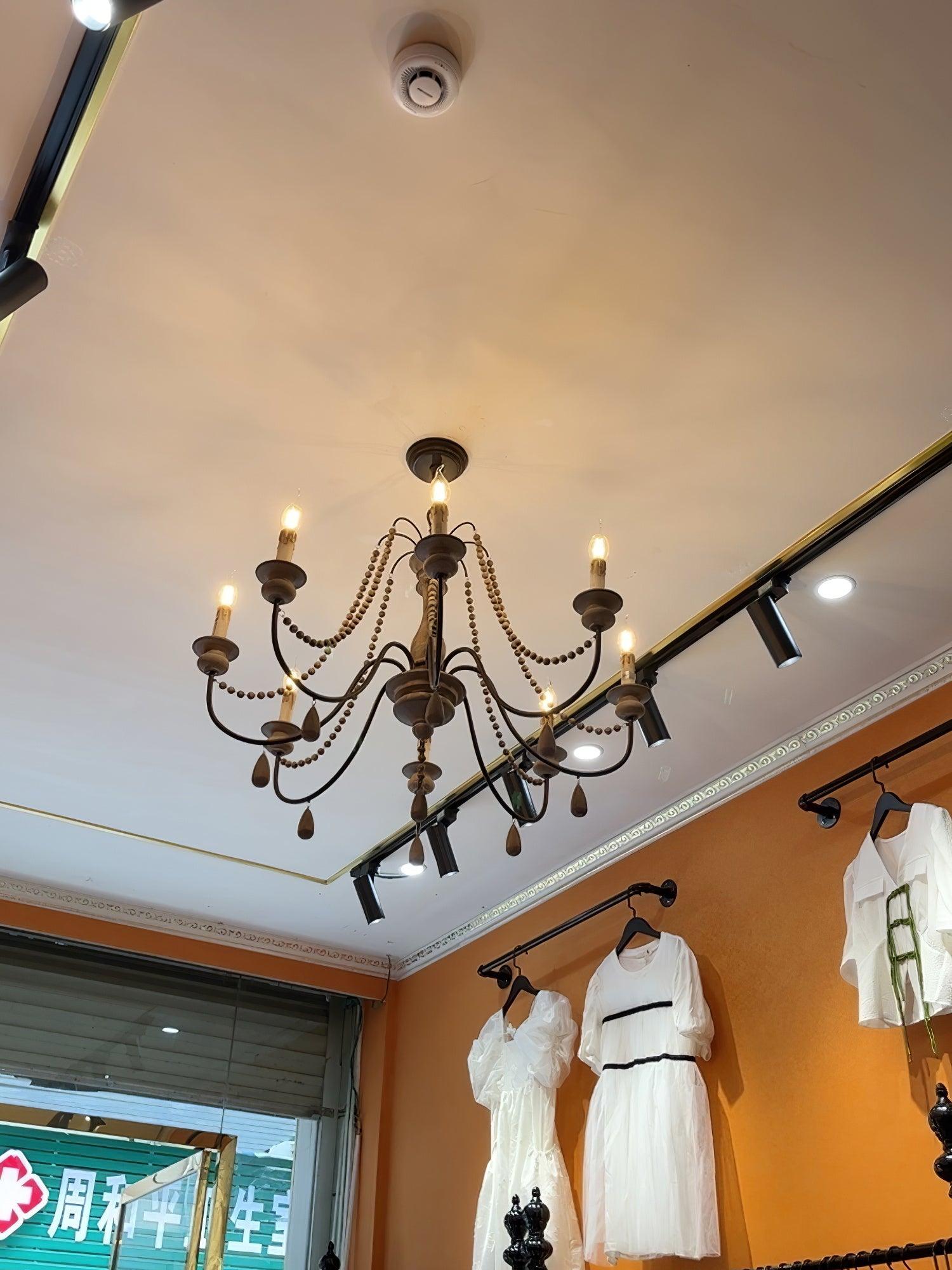 Lustra Chandelier Candle Scroll Arm Rustic - Letslighting