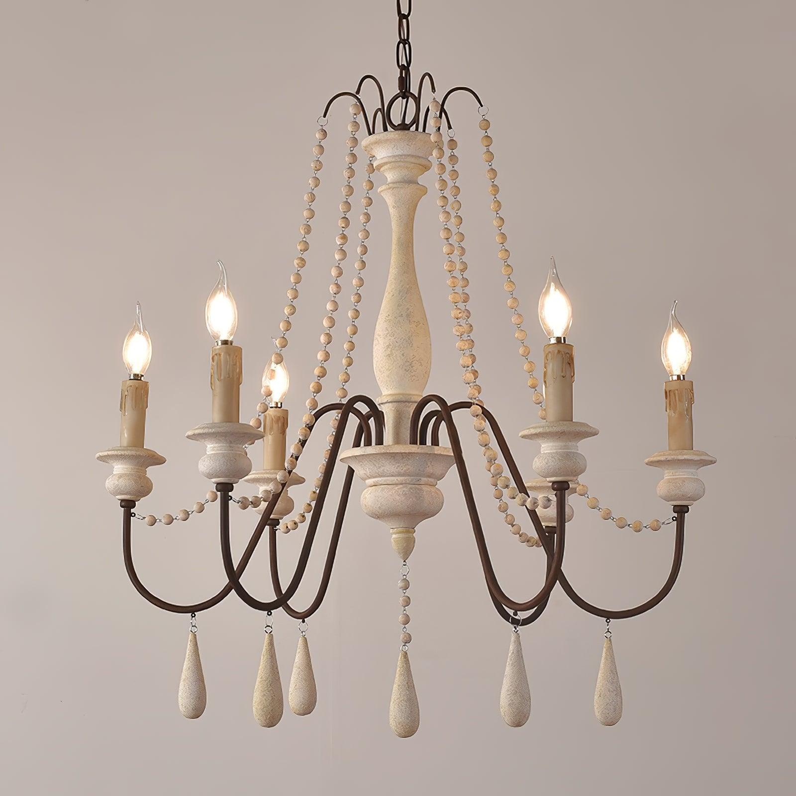 Lustra Chandelier Candle Scroll Arm Rustic - Letslighting