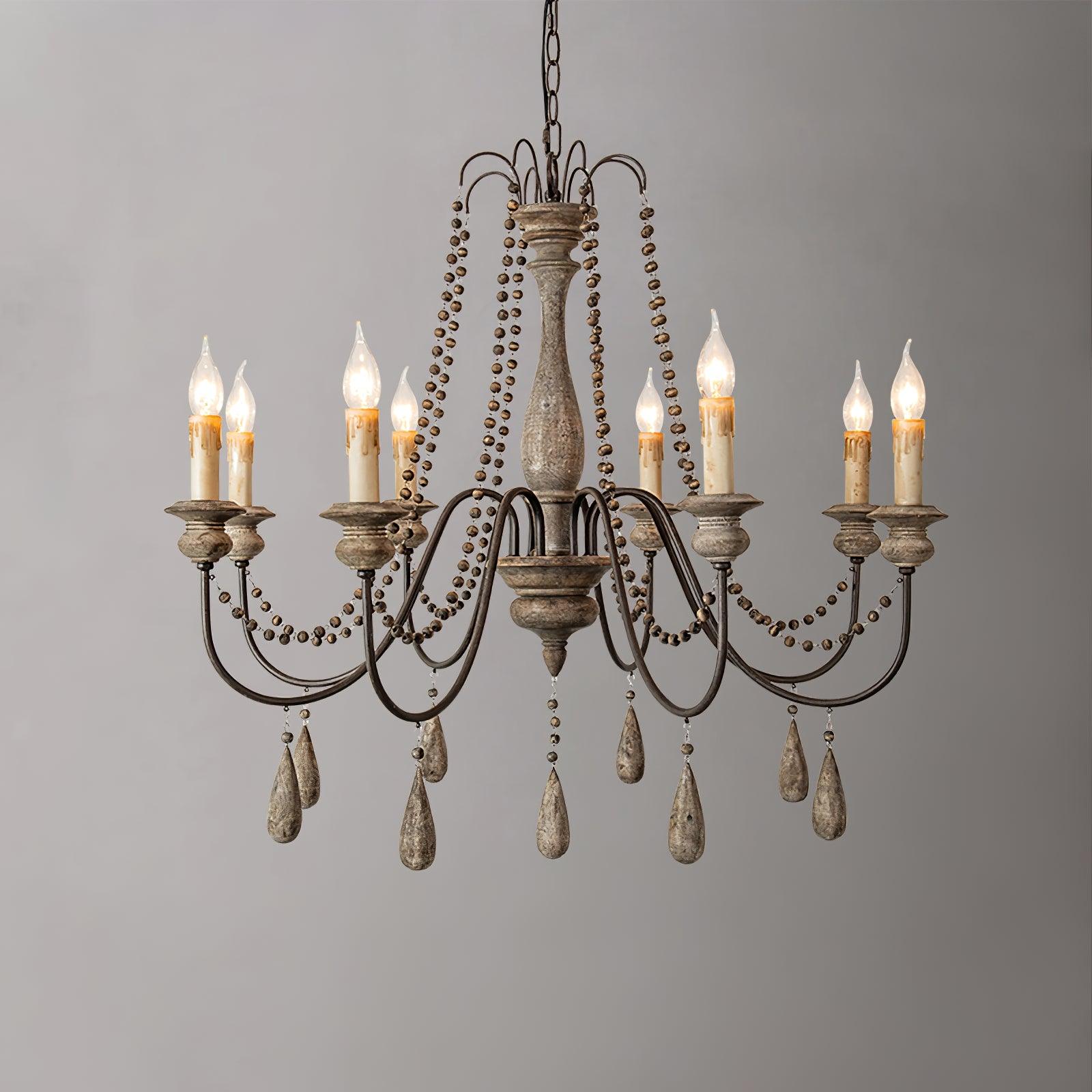 Lustra Chandelier Candle Scroll Arm Rustic - Letslighting