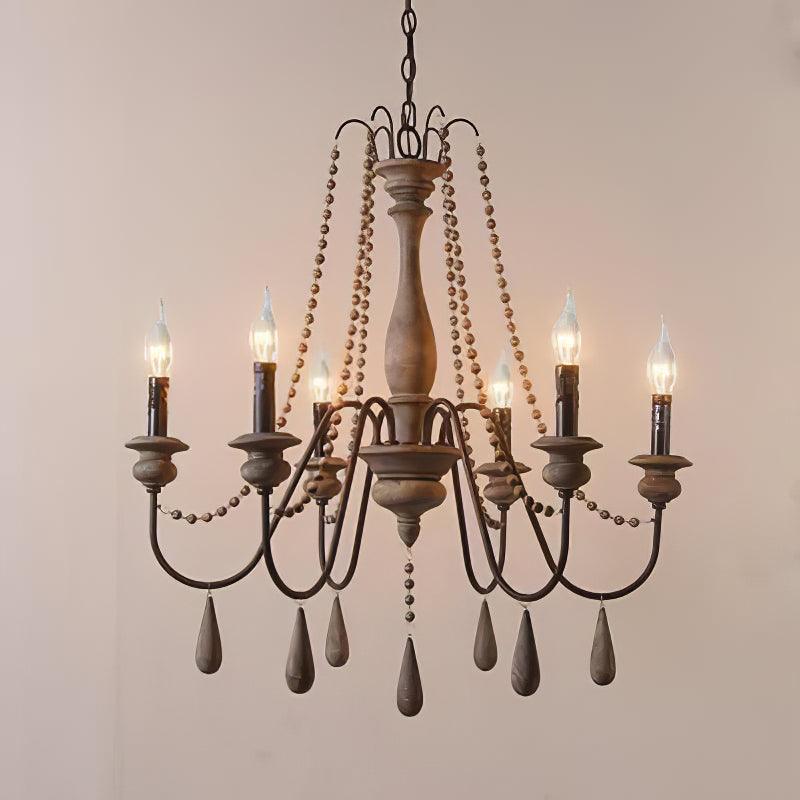Lustra Chandelier Candle Scroll Arm Rustic - Letslighting