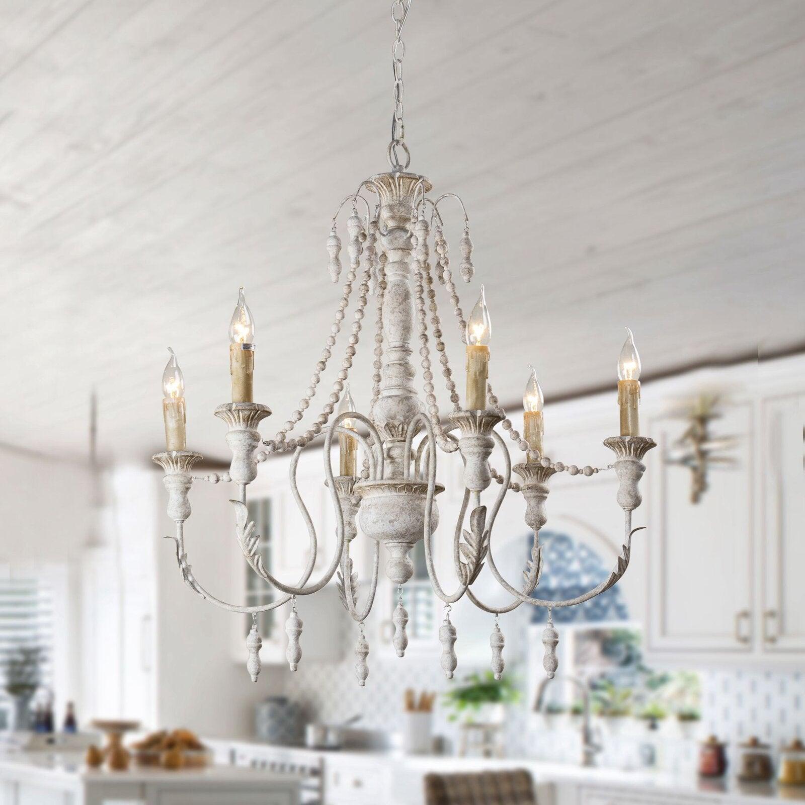 Lustra Chandelier Candle Scroll Arm Rustic - Letslighting