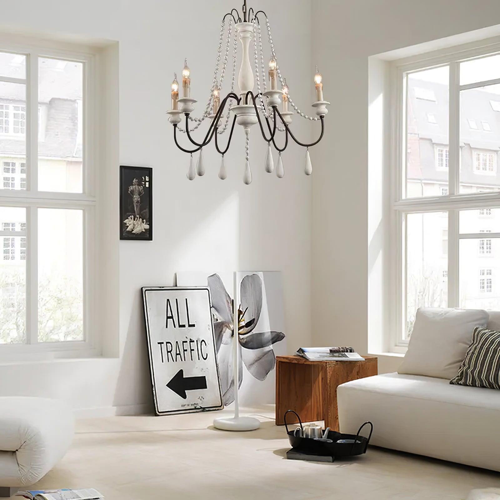 Lustra Chandelier Candle Scroll Arm Rustic - Letslighting