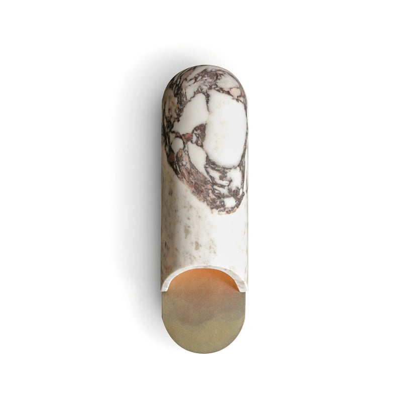 Capsule Wall Lamp Yellow Travertine Marble Brass - Letslighting