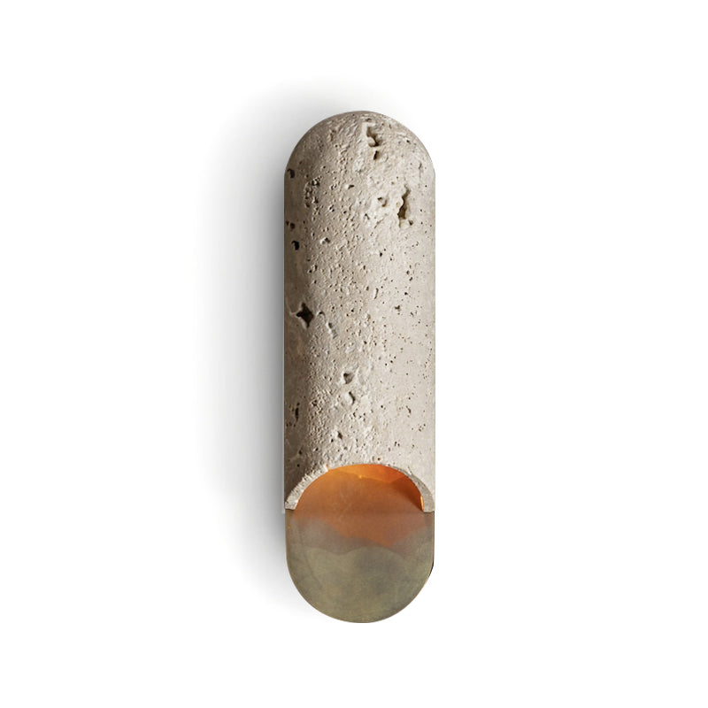 Capsule Wall Lamp Yellow Travertine Marble Brass - Letslighting