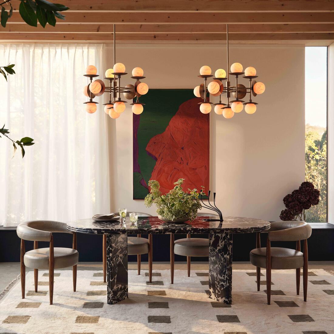 Xenon Vintage Industrial Brass Alabaster Chandelier - Letslighting