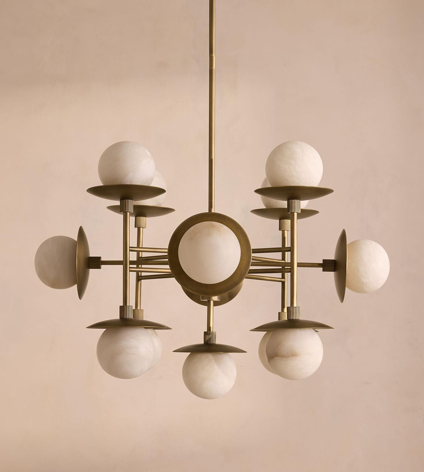 Xenon Vintage Industrial Brass Alabaster Chandelier - Letslighting